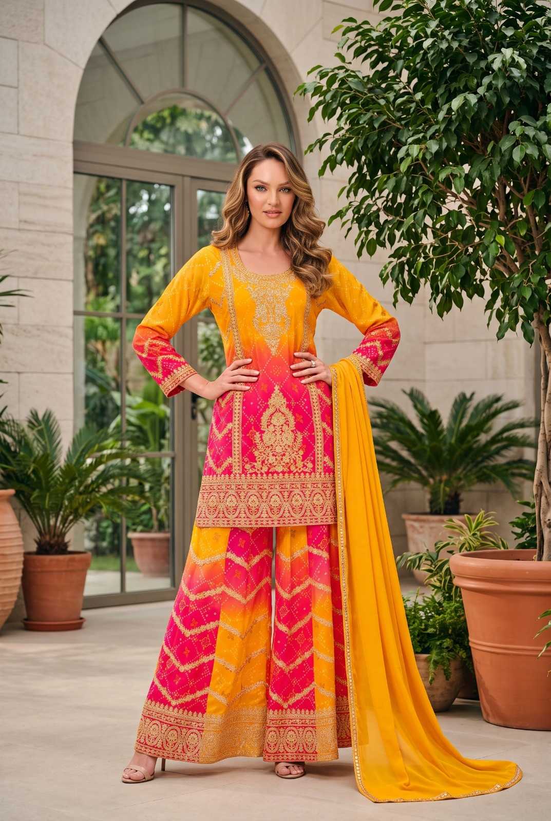 Chinon Sharara Salwar Suit
