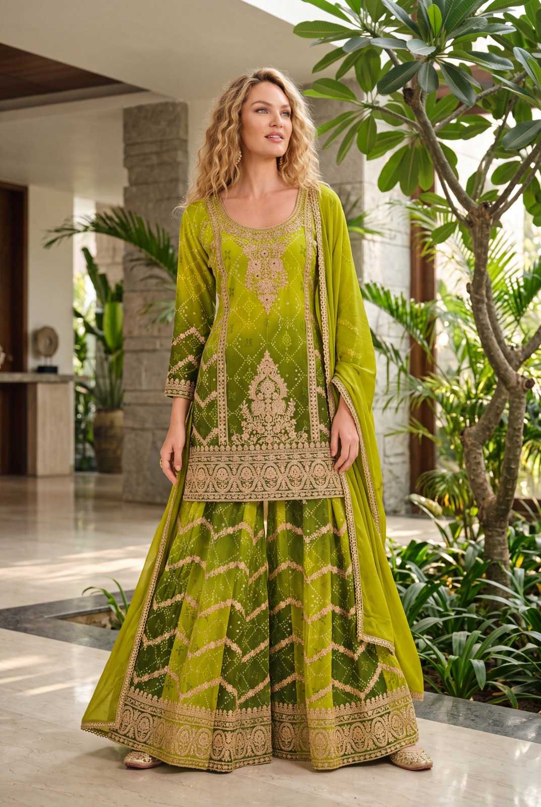 Chinon Sharara Salwar Suit