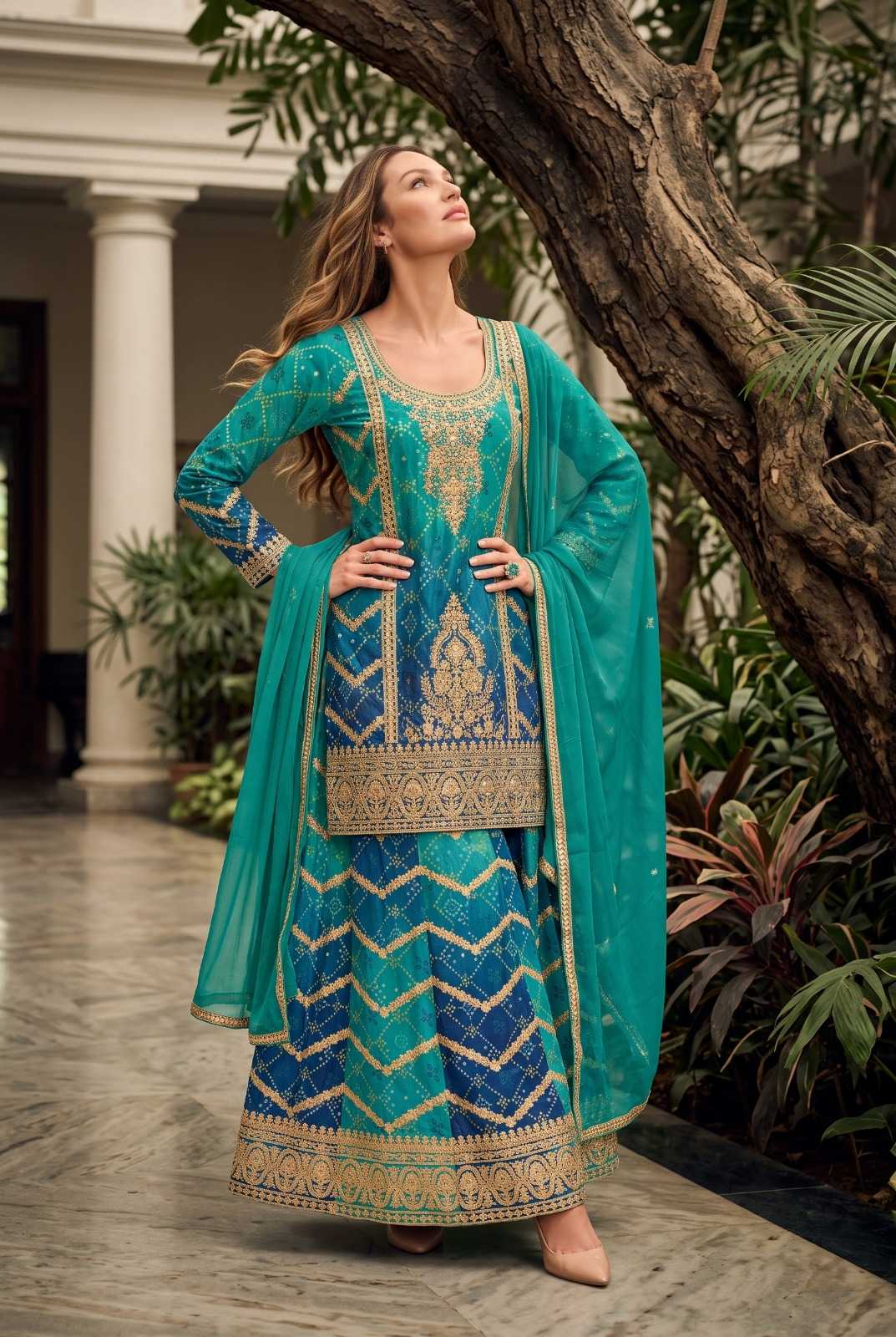 Chinon Sharara Salwar Suit