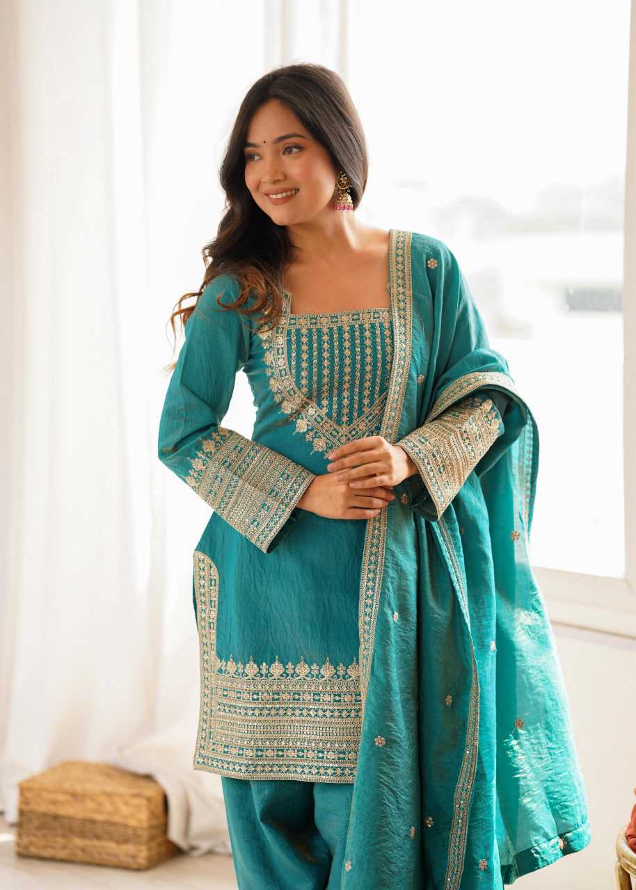 Vichitra Silk Embroidery Suit