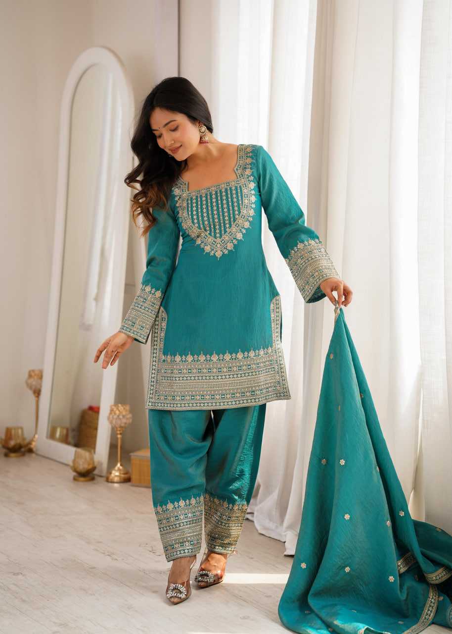 Vichitra Silk Embroidery Suit