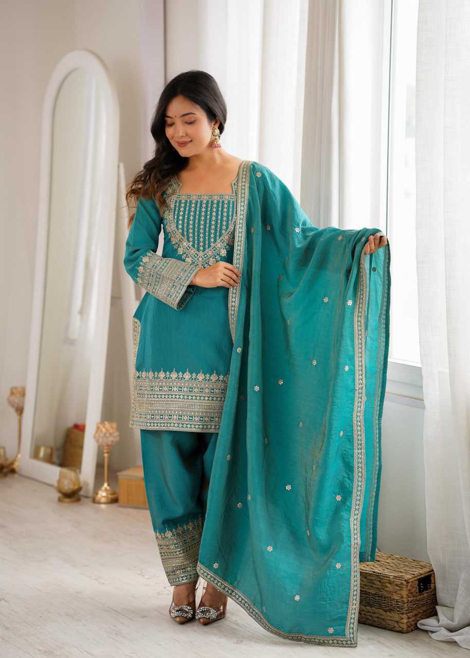 Vichitra Silk Embroidery Suit