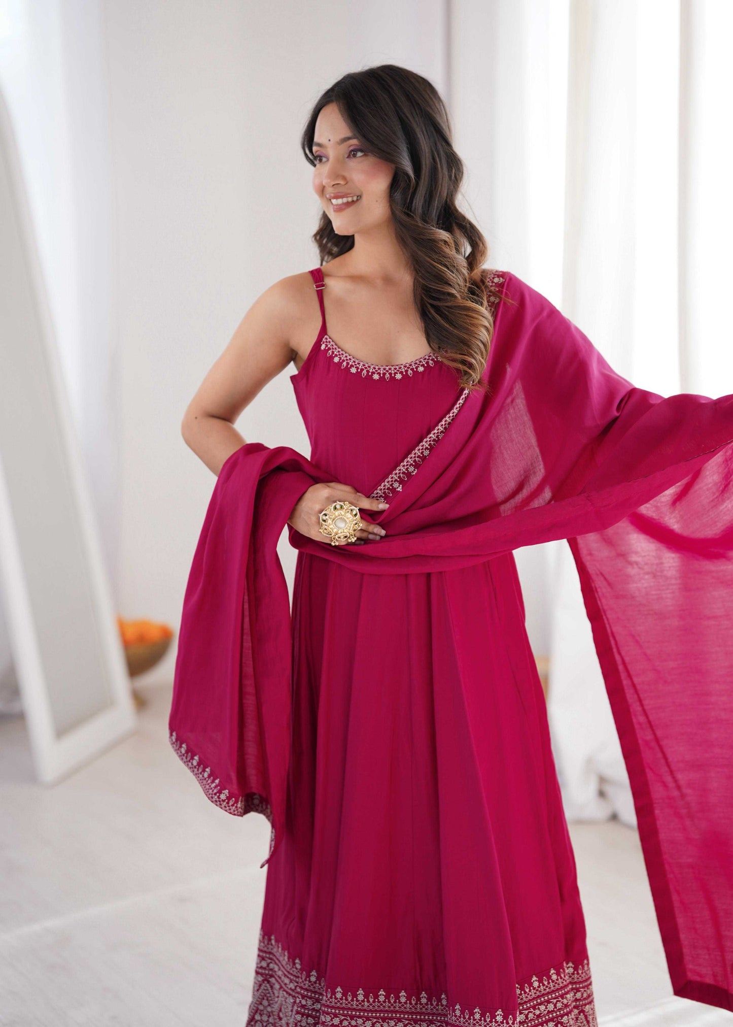 Chanderi Silk Anarkali Gown