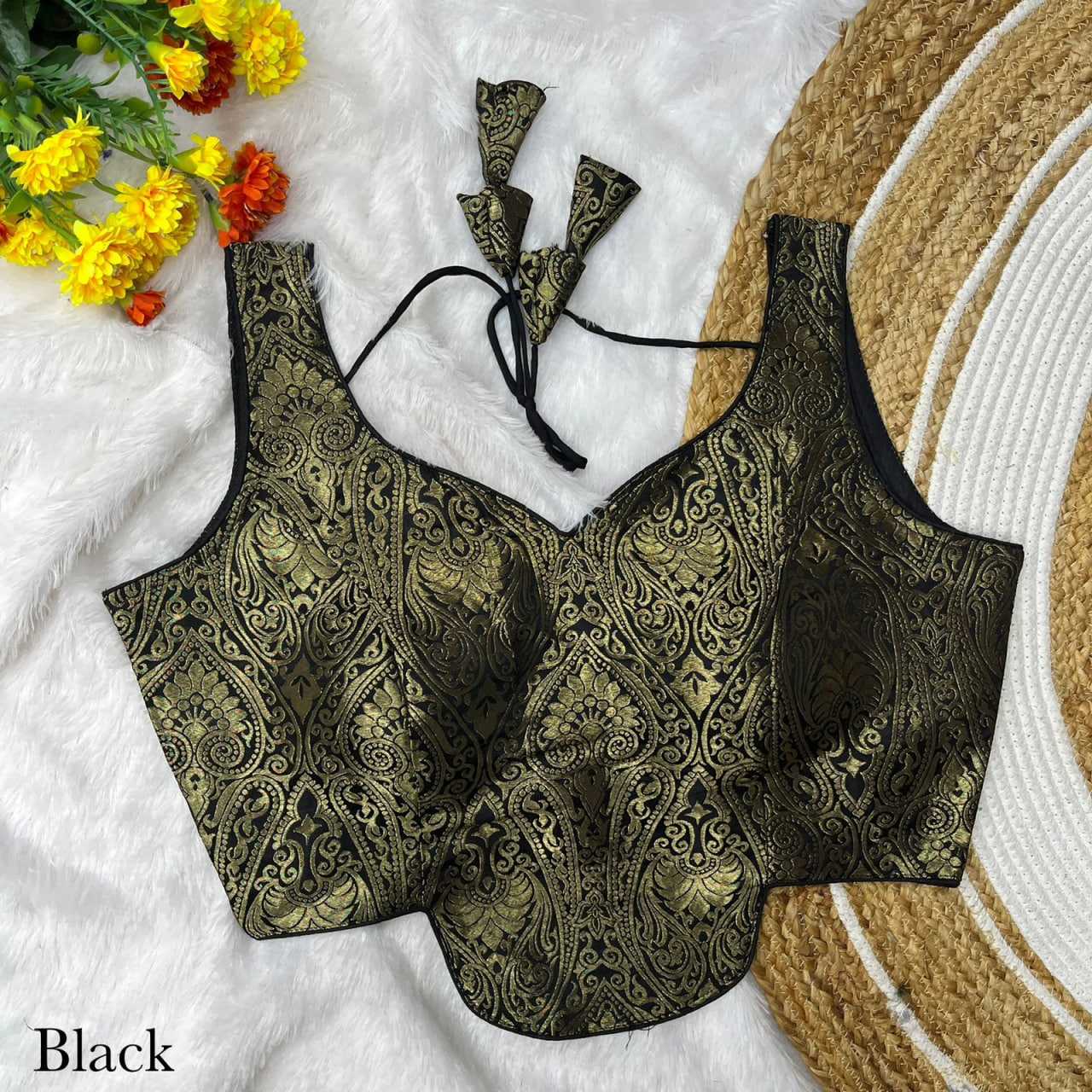 Jacquard V-neck Blouse