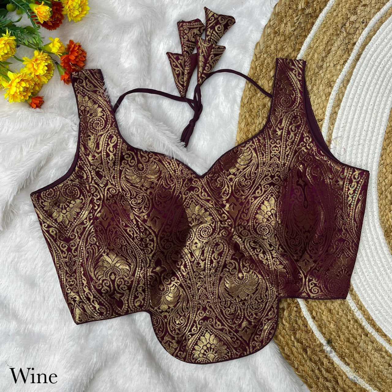 Jacquard V-neck Blouse