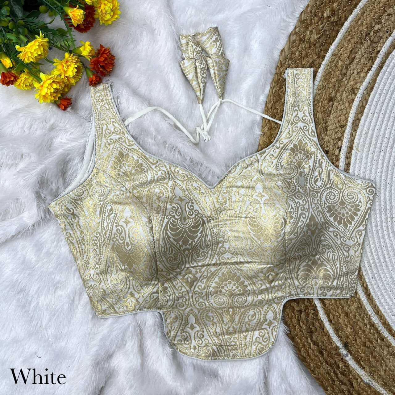 Jacquard V-neck Blouse