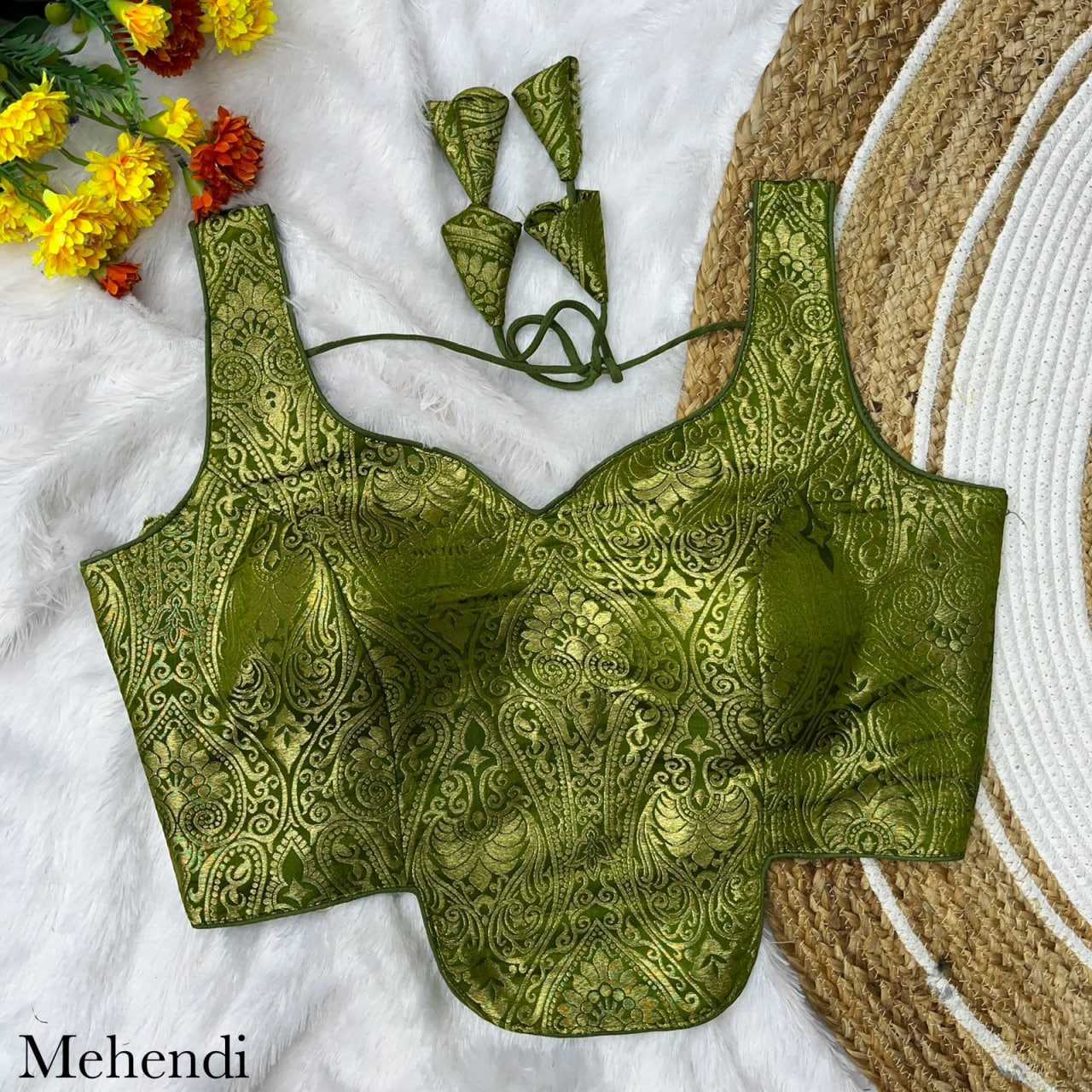 Jacquard V-neck Blouse