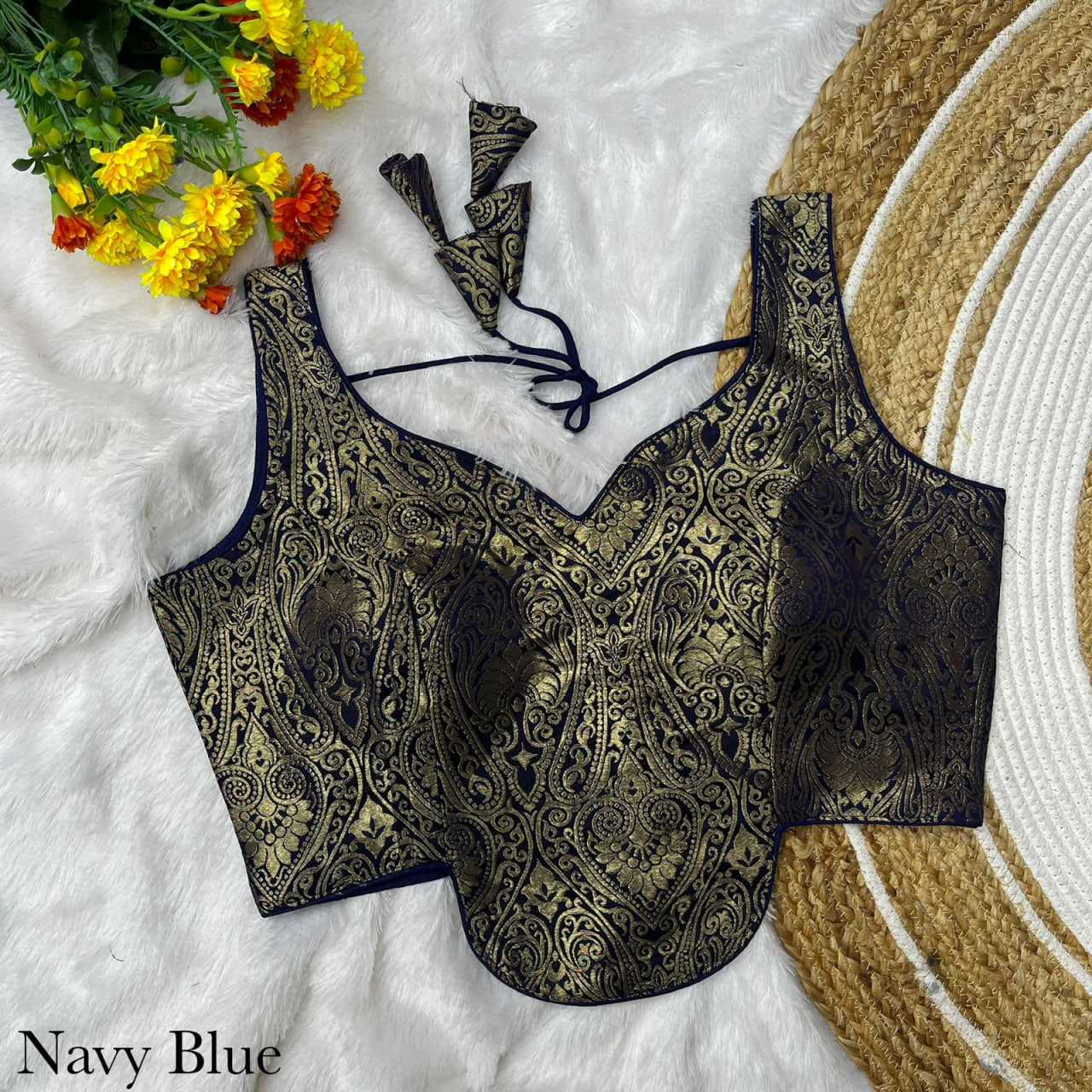 Jacquard V-neck Blouse