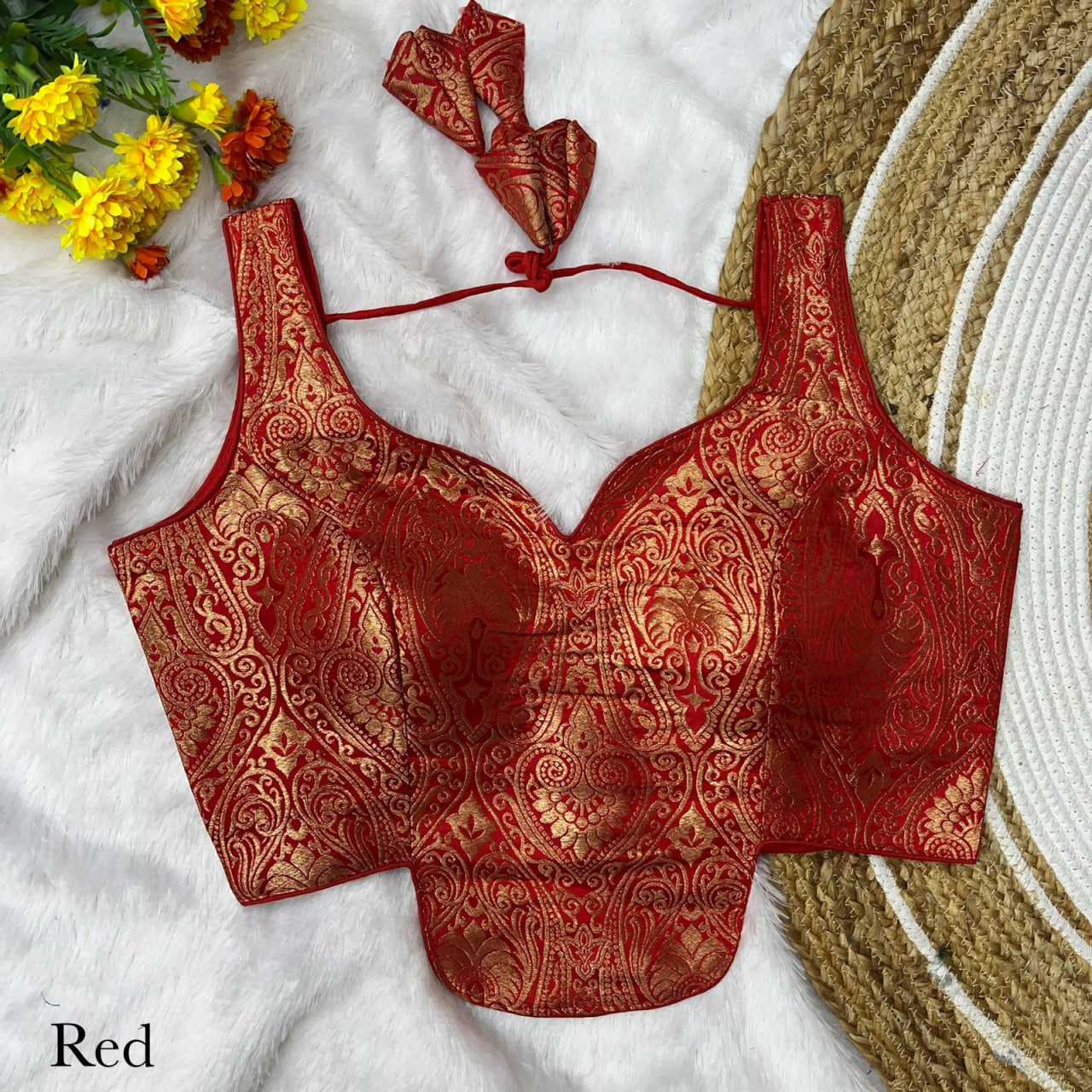 Jacquard V-neck Blouse
