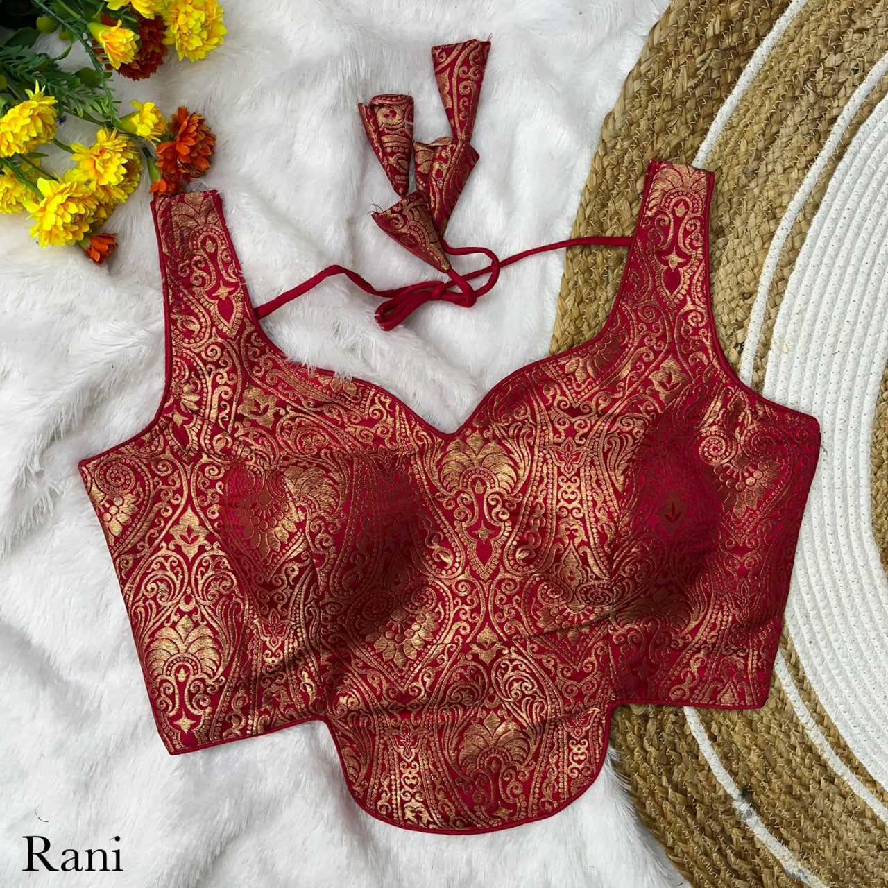 Jacquard V-neck Blouse