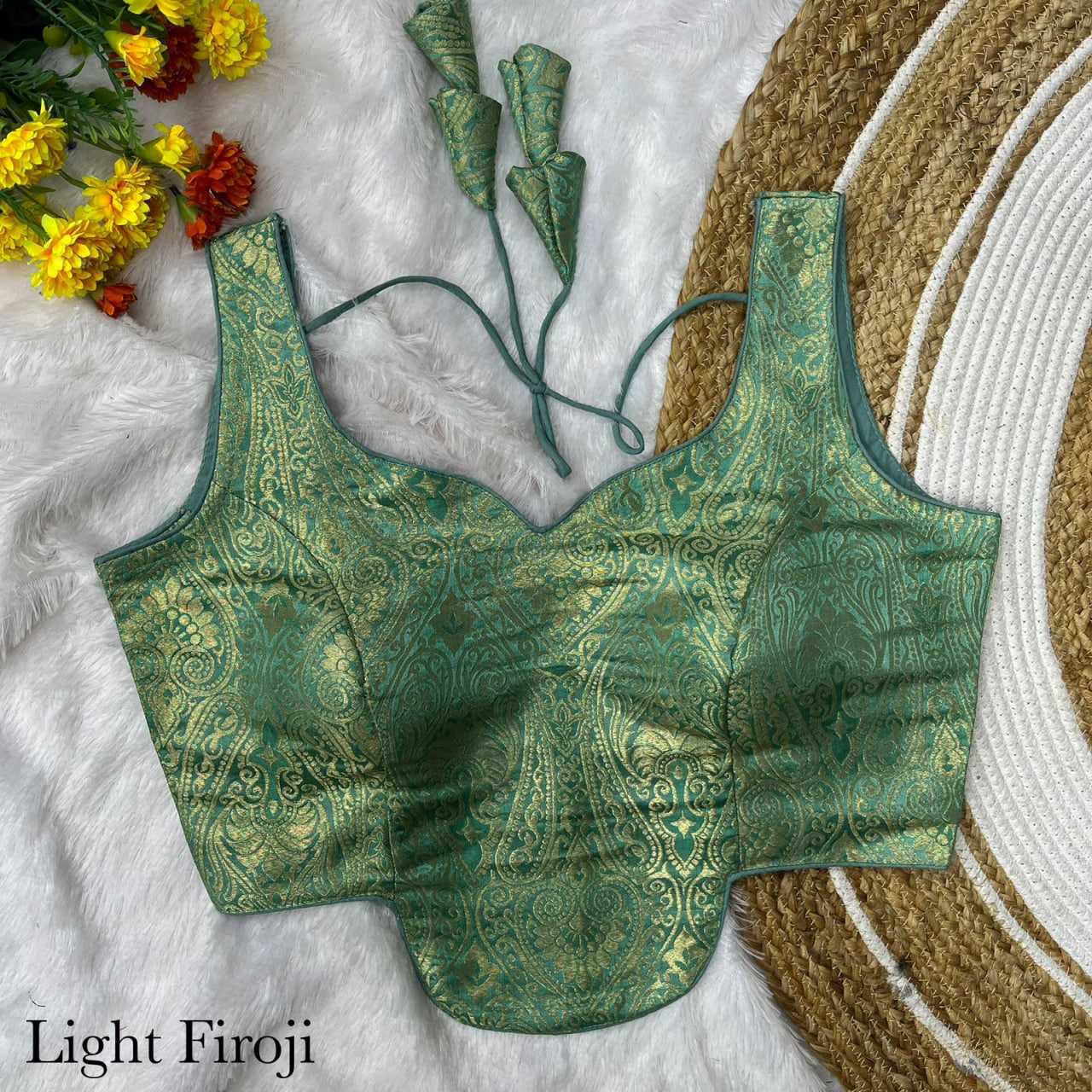 Jacquard V-neck Blouse