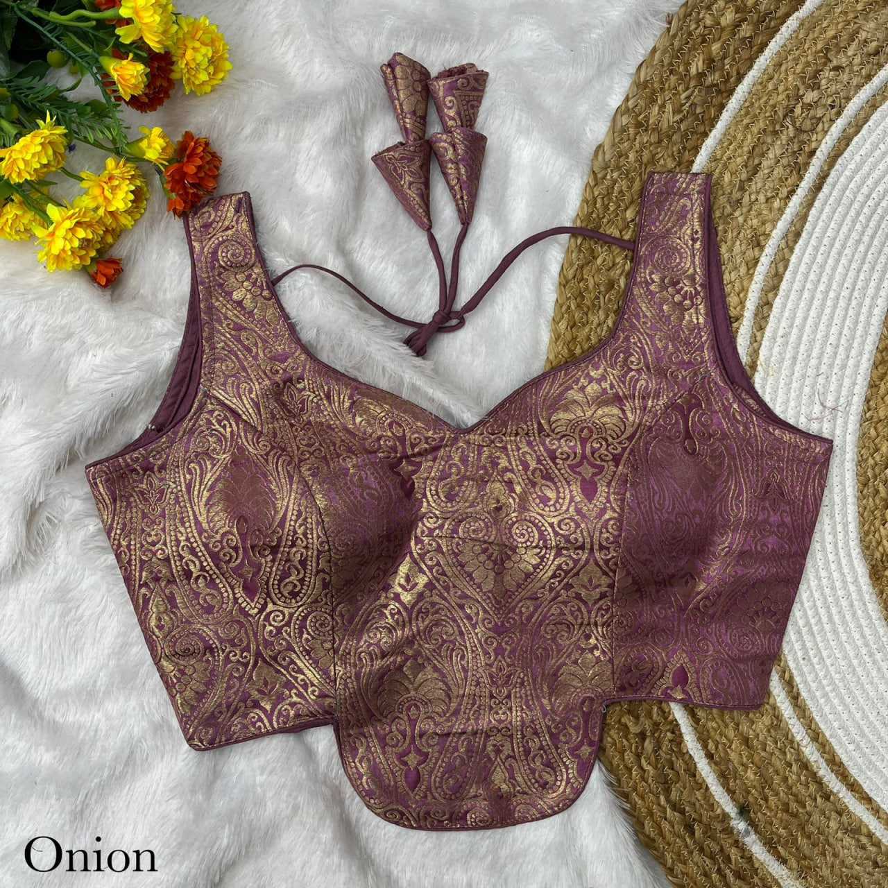 Jacquard V-neck Blouse