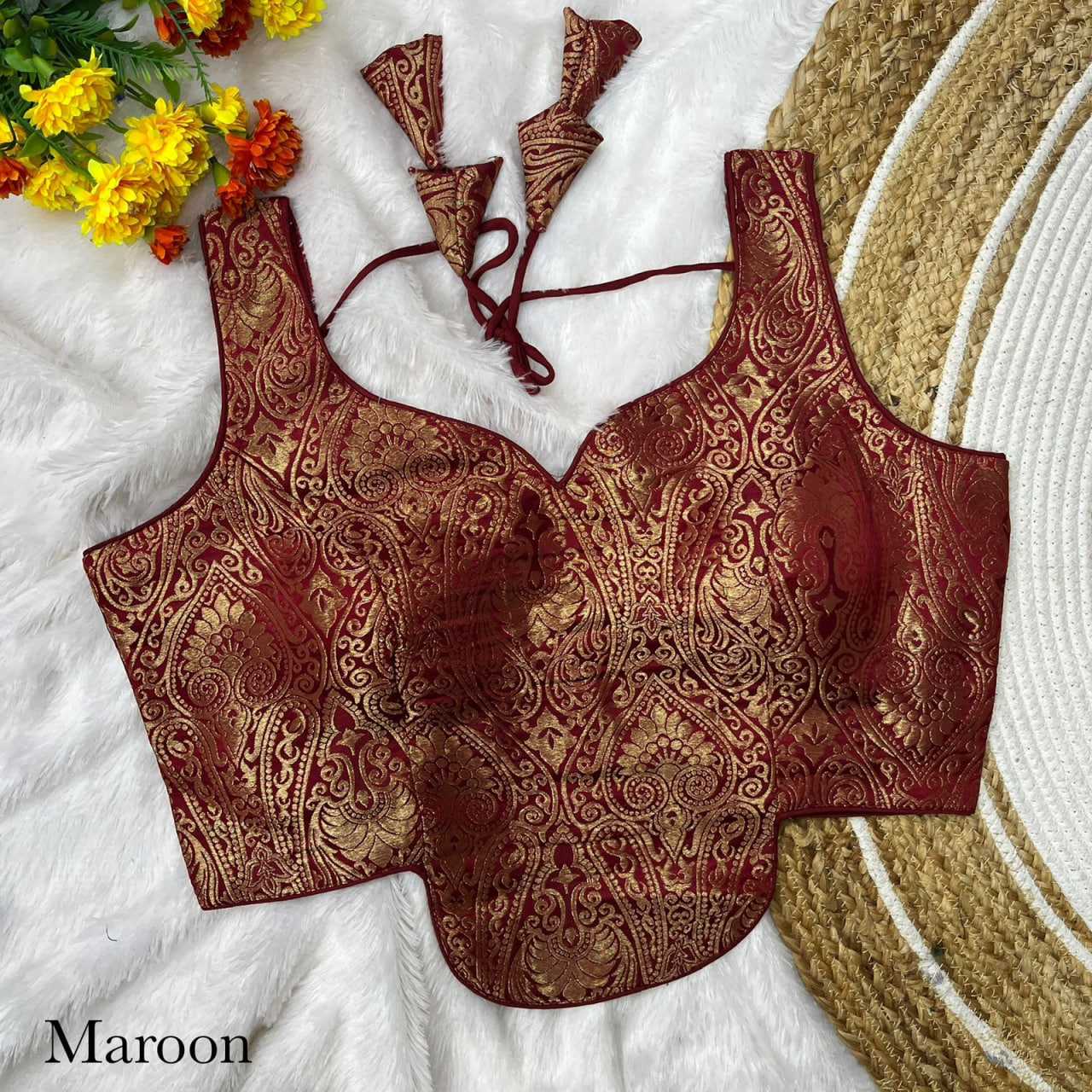 Jacquard V-neck Blouse