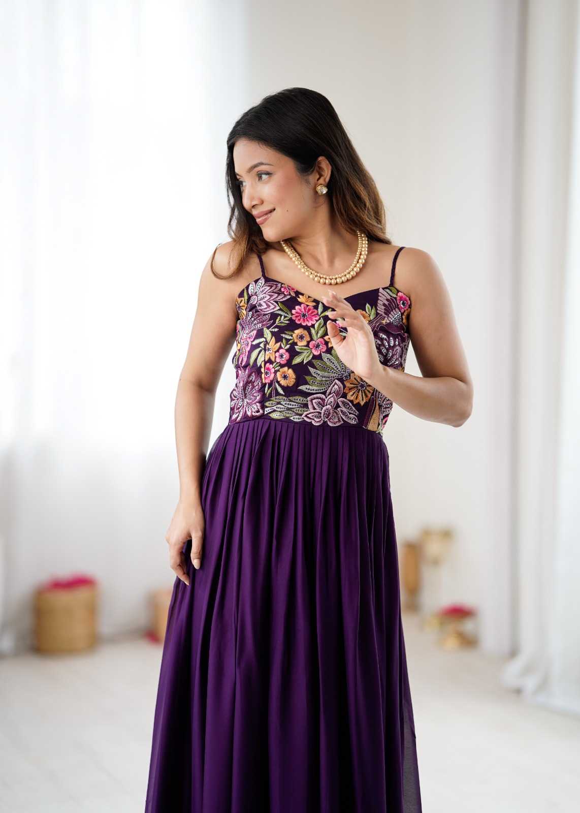 Premium Georgette Embroidery Gown