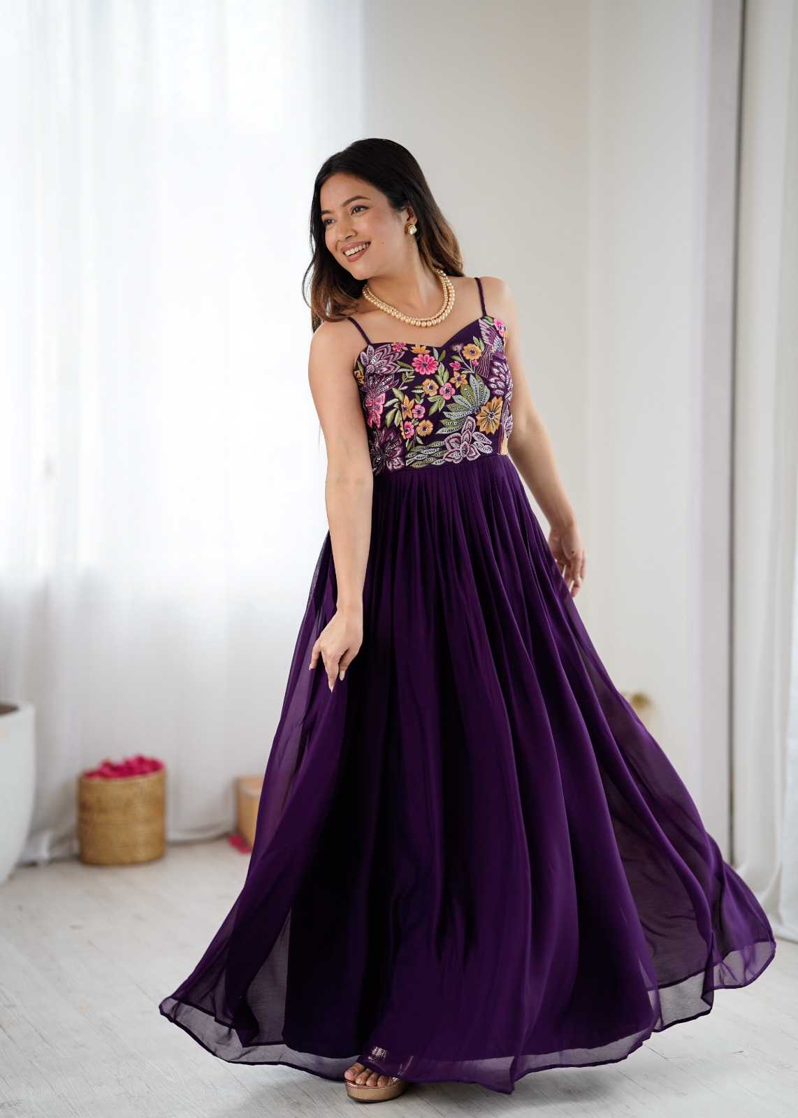 Premium Georgette Embroidery Gown