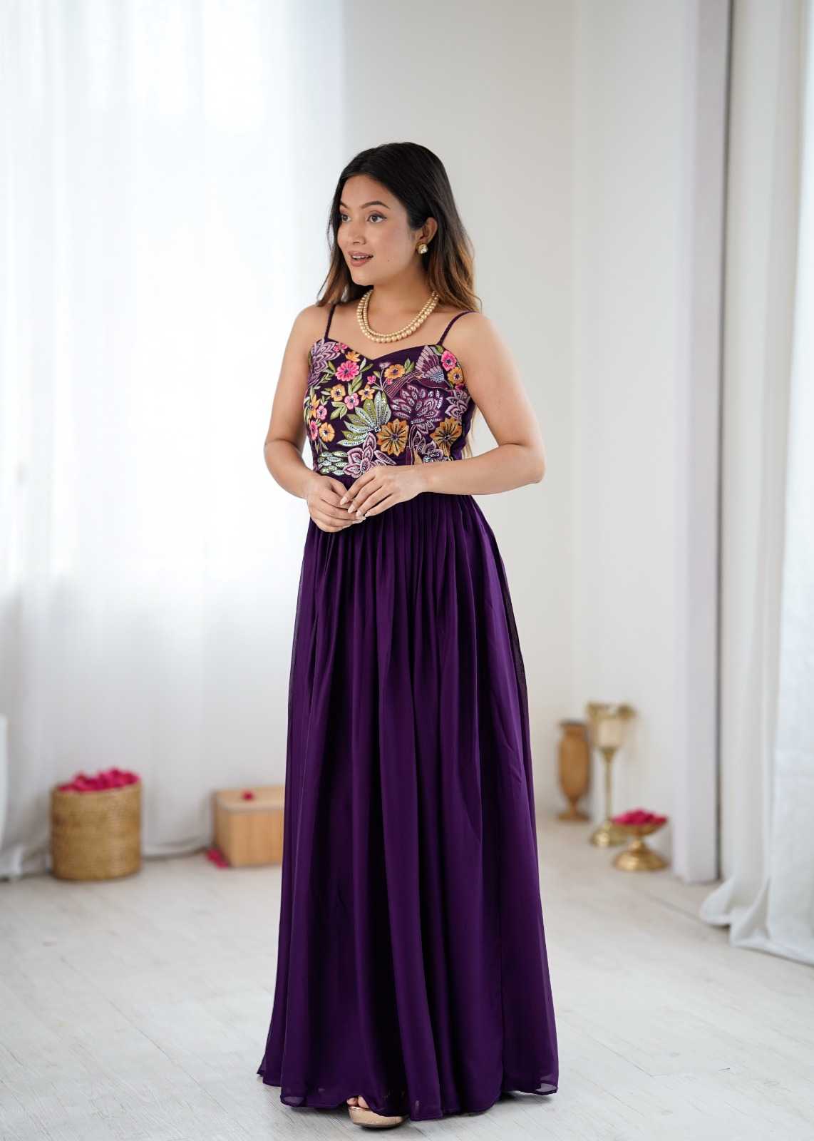 Premium Georgette Embroidery Gown