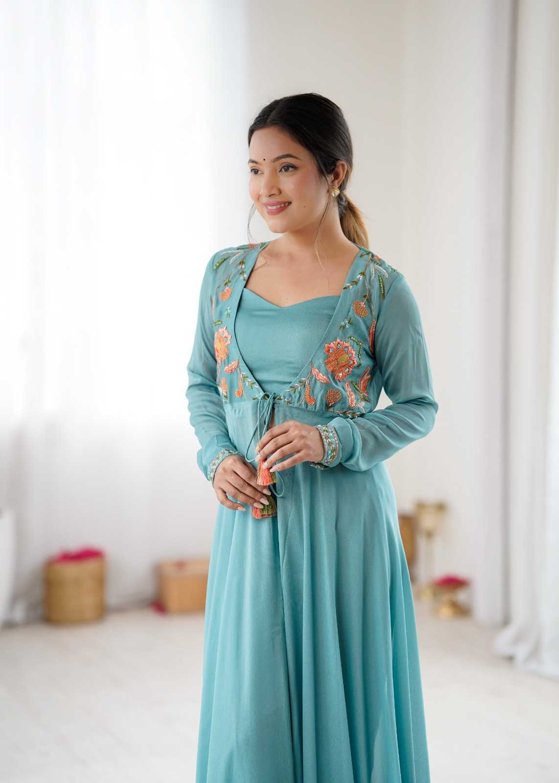 Premium Georgette Embroidery Gown
