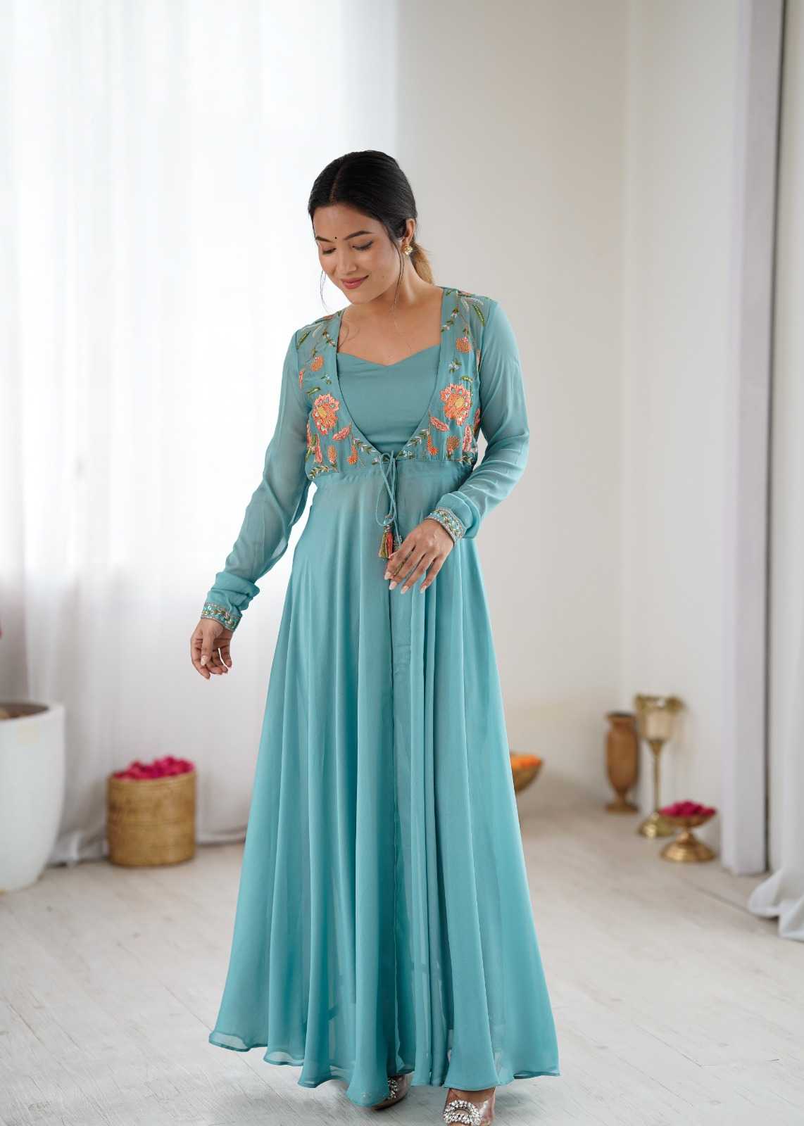 Premium Georgette Embroidery Gown