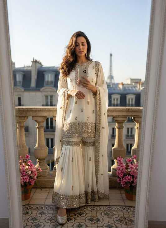 Faux Georgette Sharara Salwar Suit