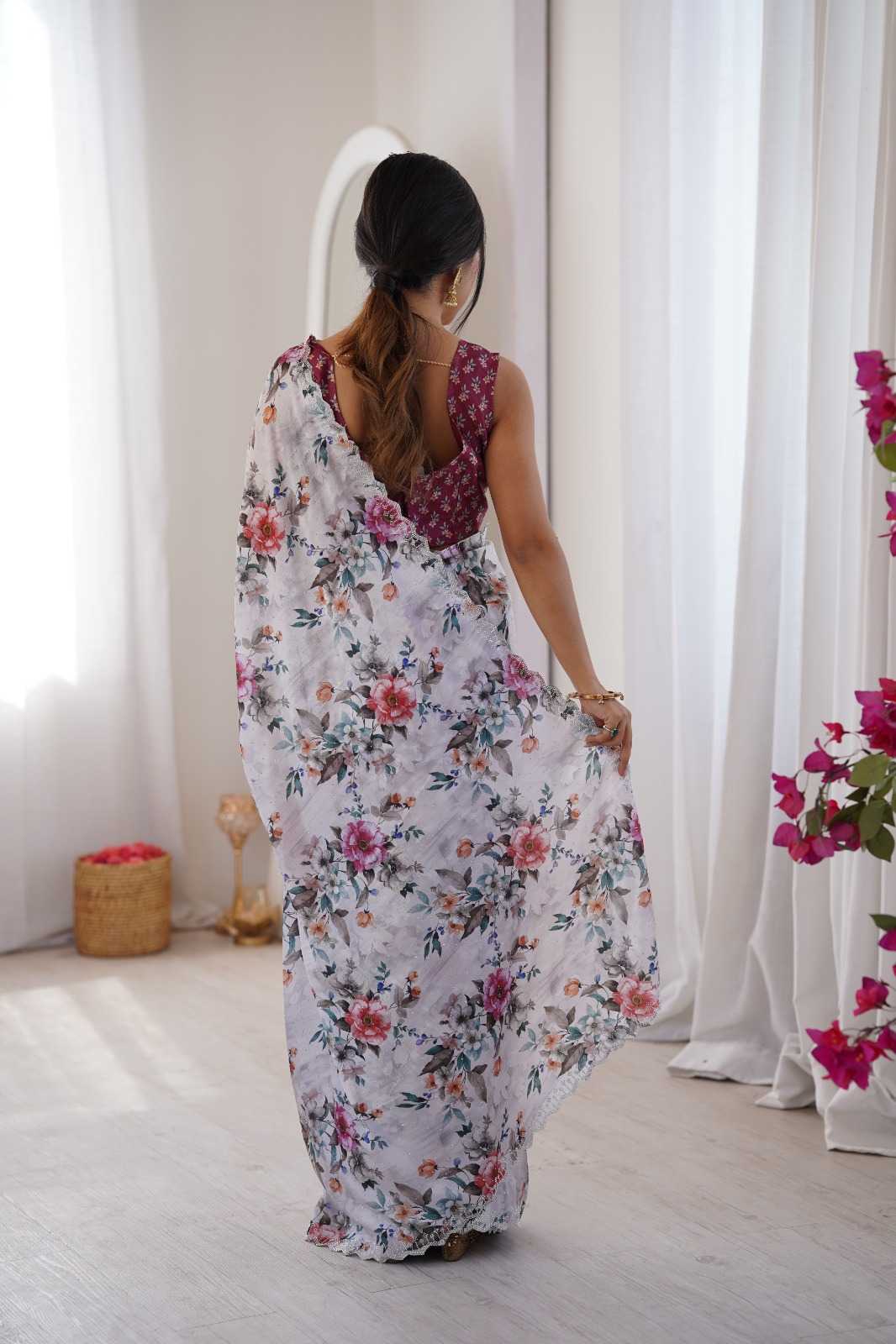 Chinon Printed Saree