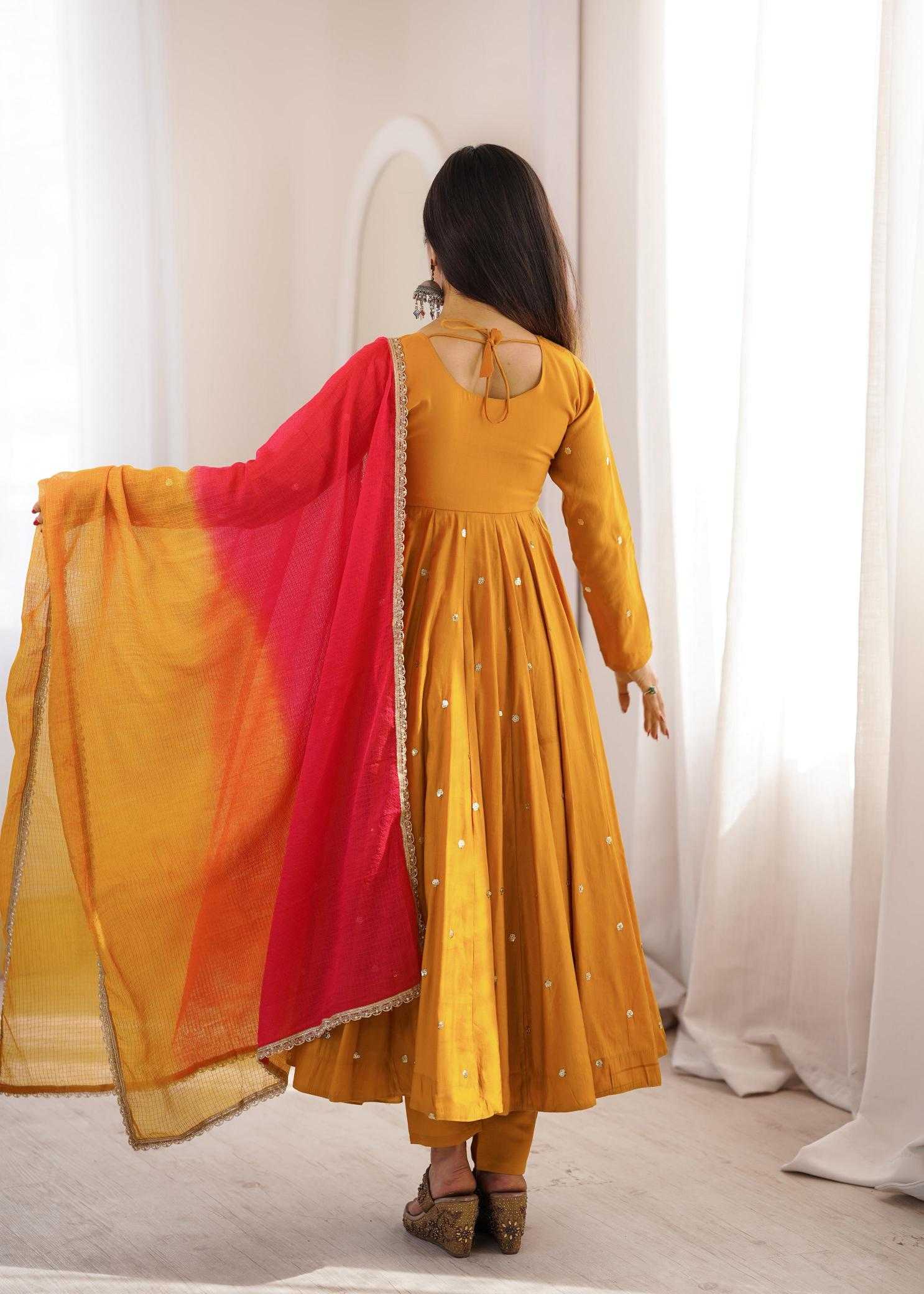 Premium Roman Silk Anarkali Gown
