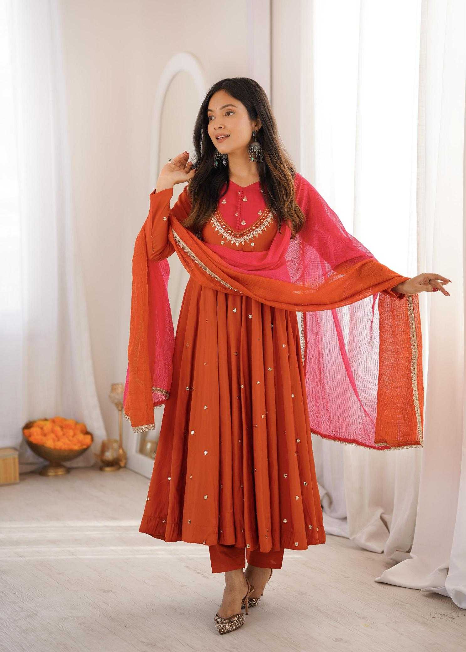 Premium Roman Silk Anarkali Gown