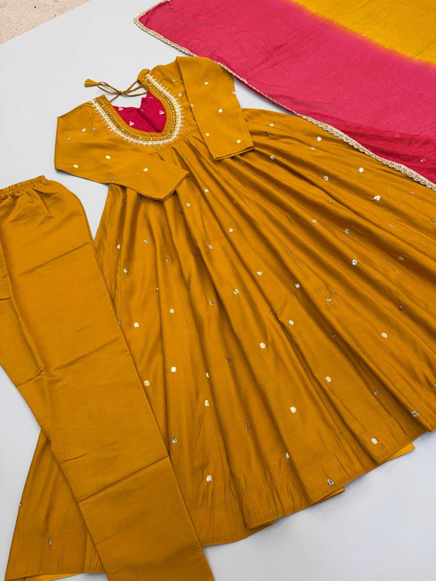 Premium Roman Silk Anarkali Gown