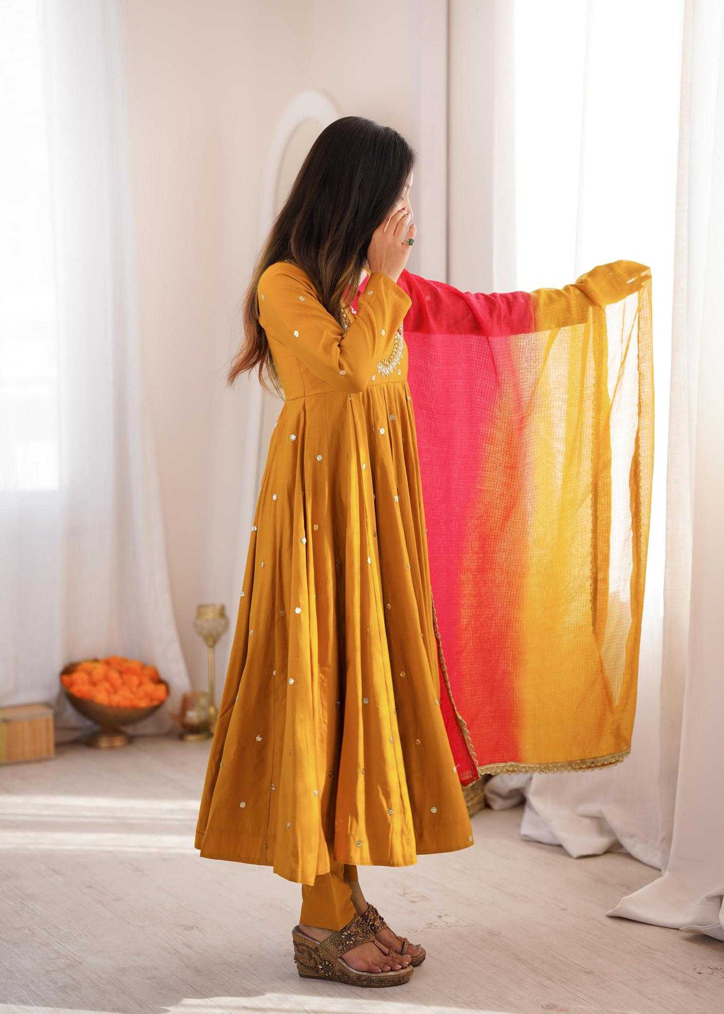 Premium Roman Silk Anarkali Gown