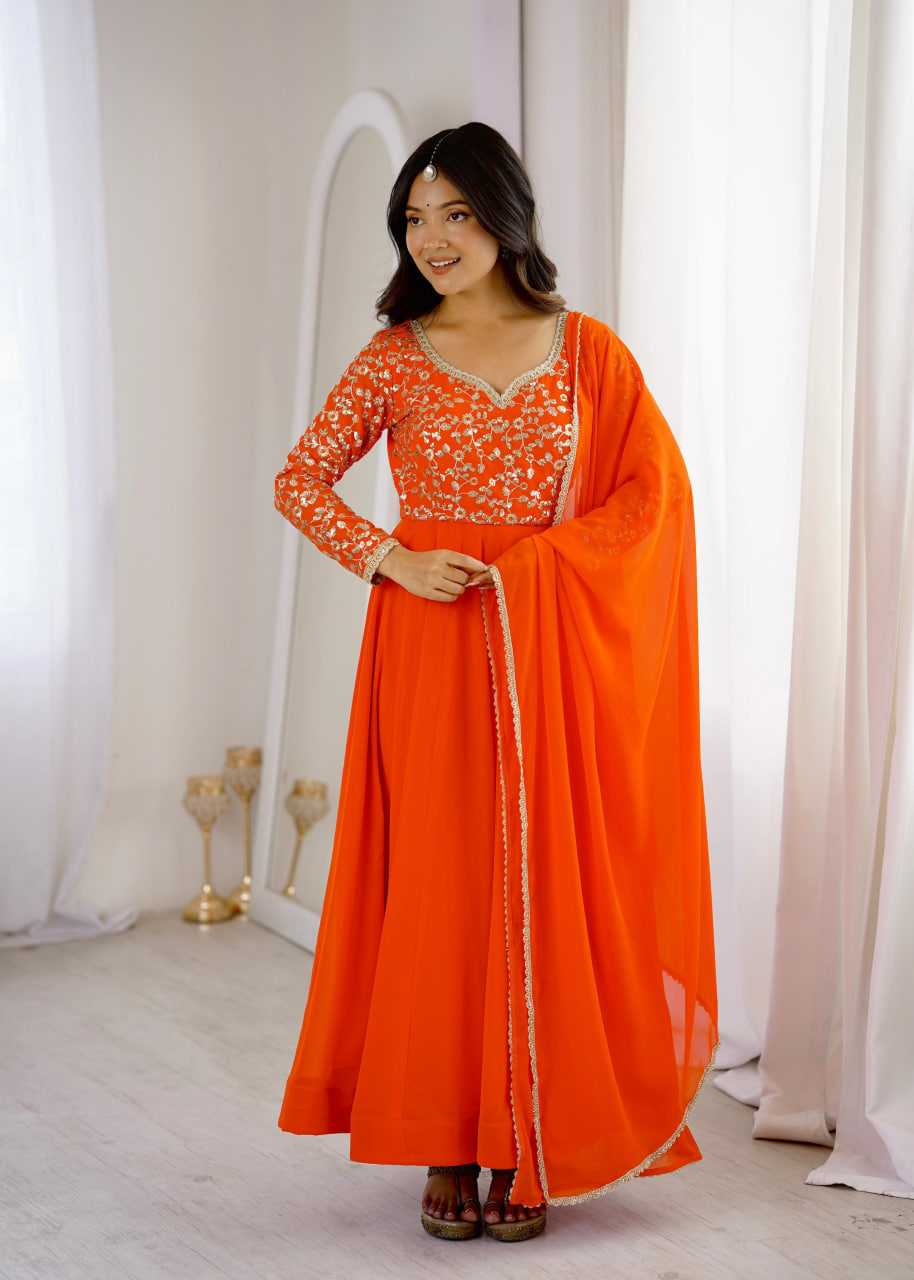 Georgette Embroidery Gown