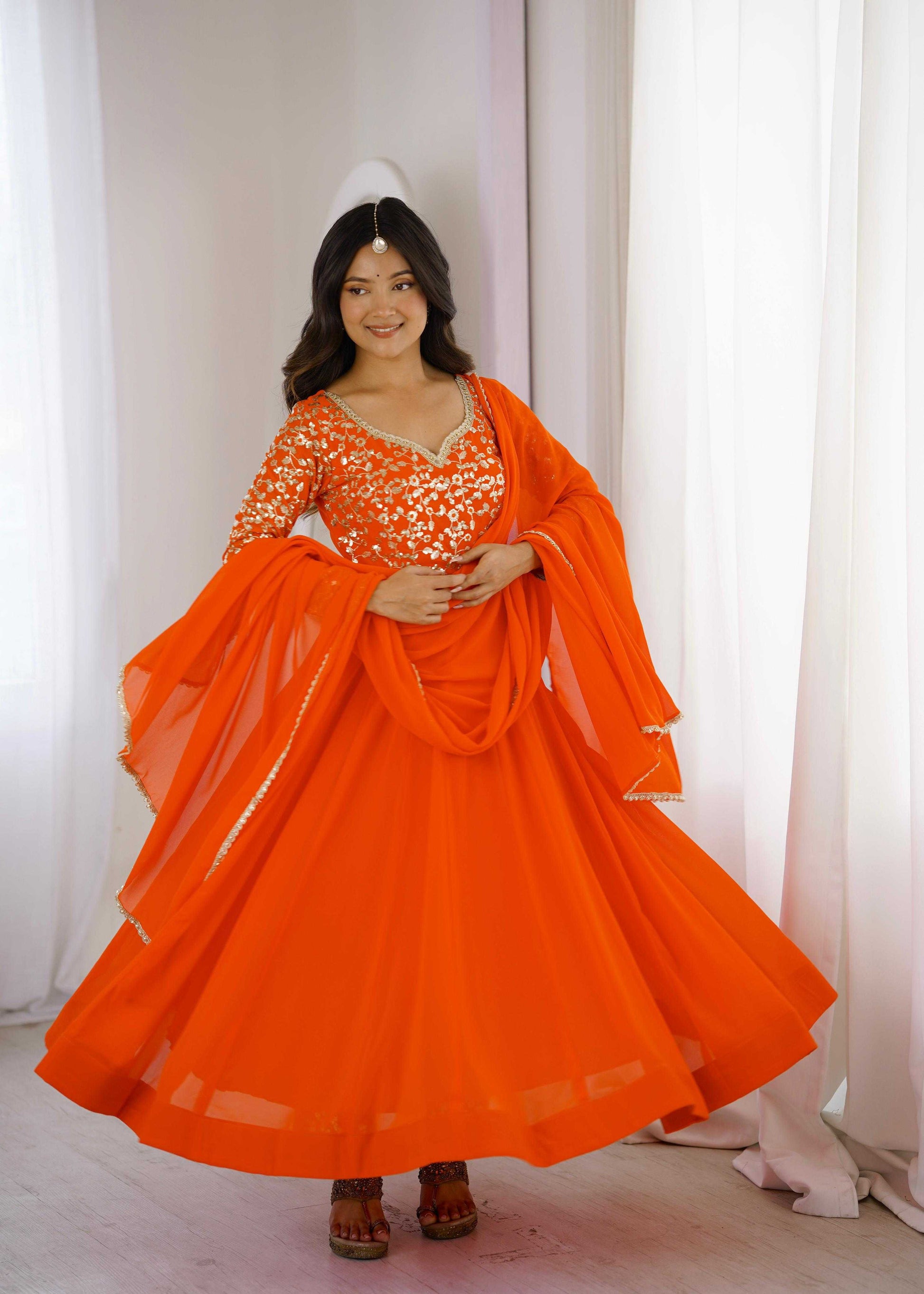 Georgette Embroidery Gown