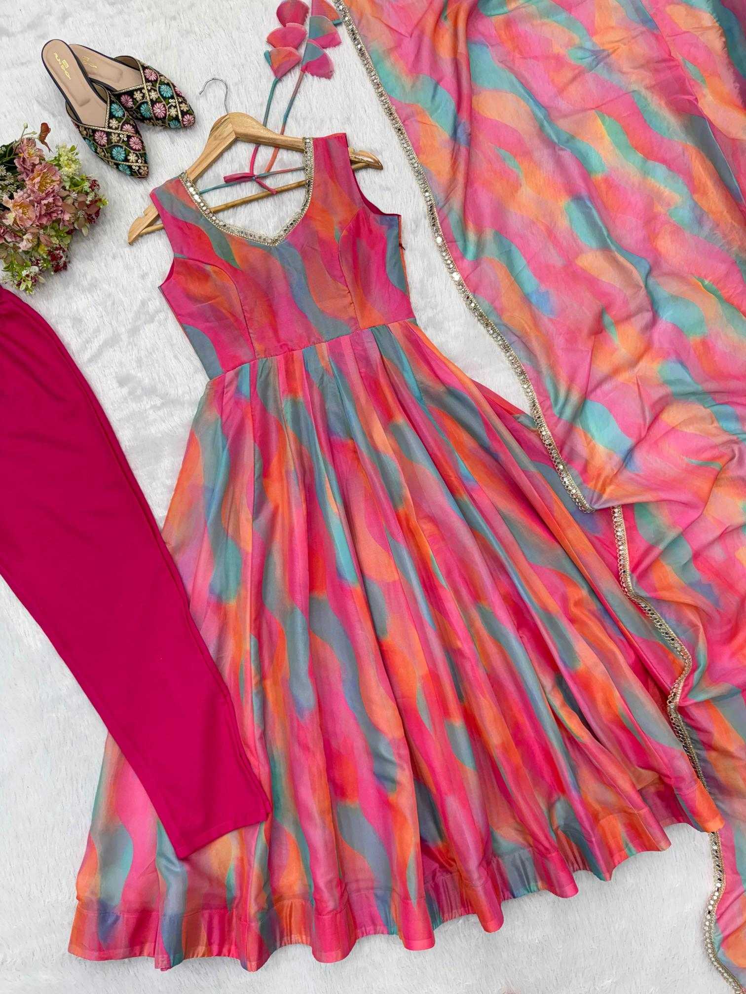 Tabby Silk Organza Party Wear Gown