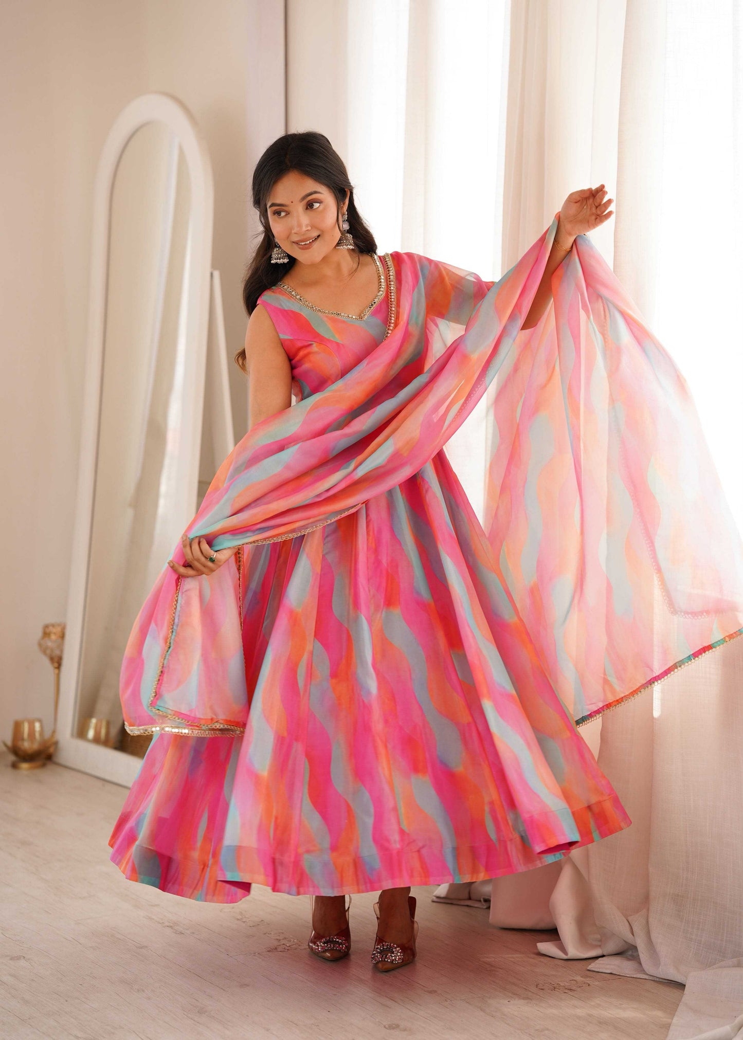 Tabby Silk Organza Party Wear Gown