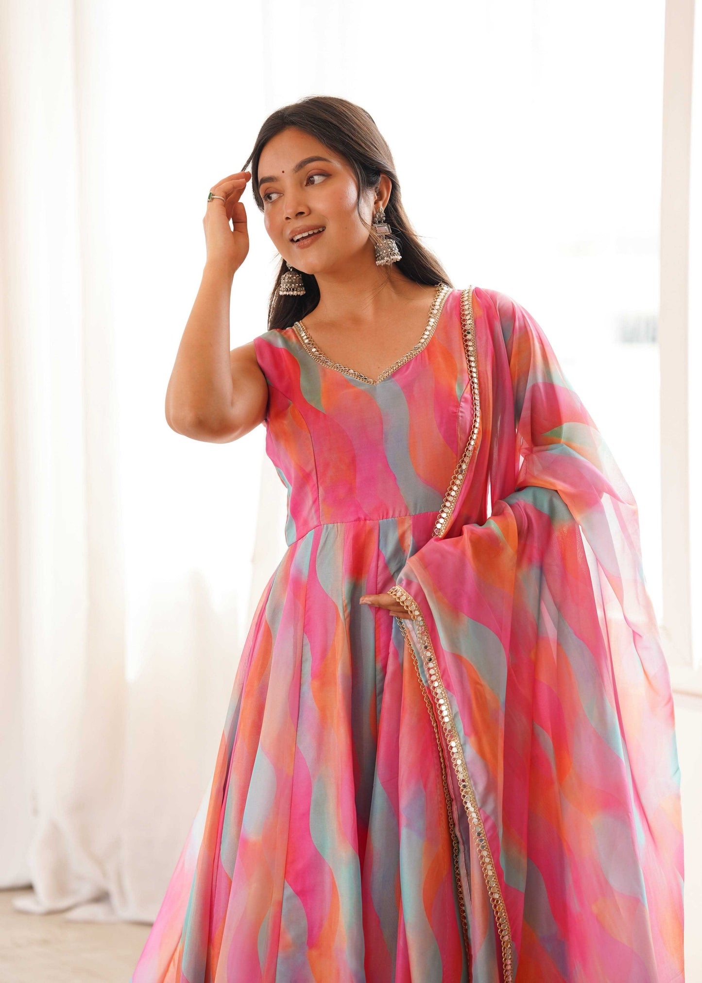 Tabby Silk Organza Party Wear Gown