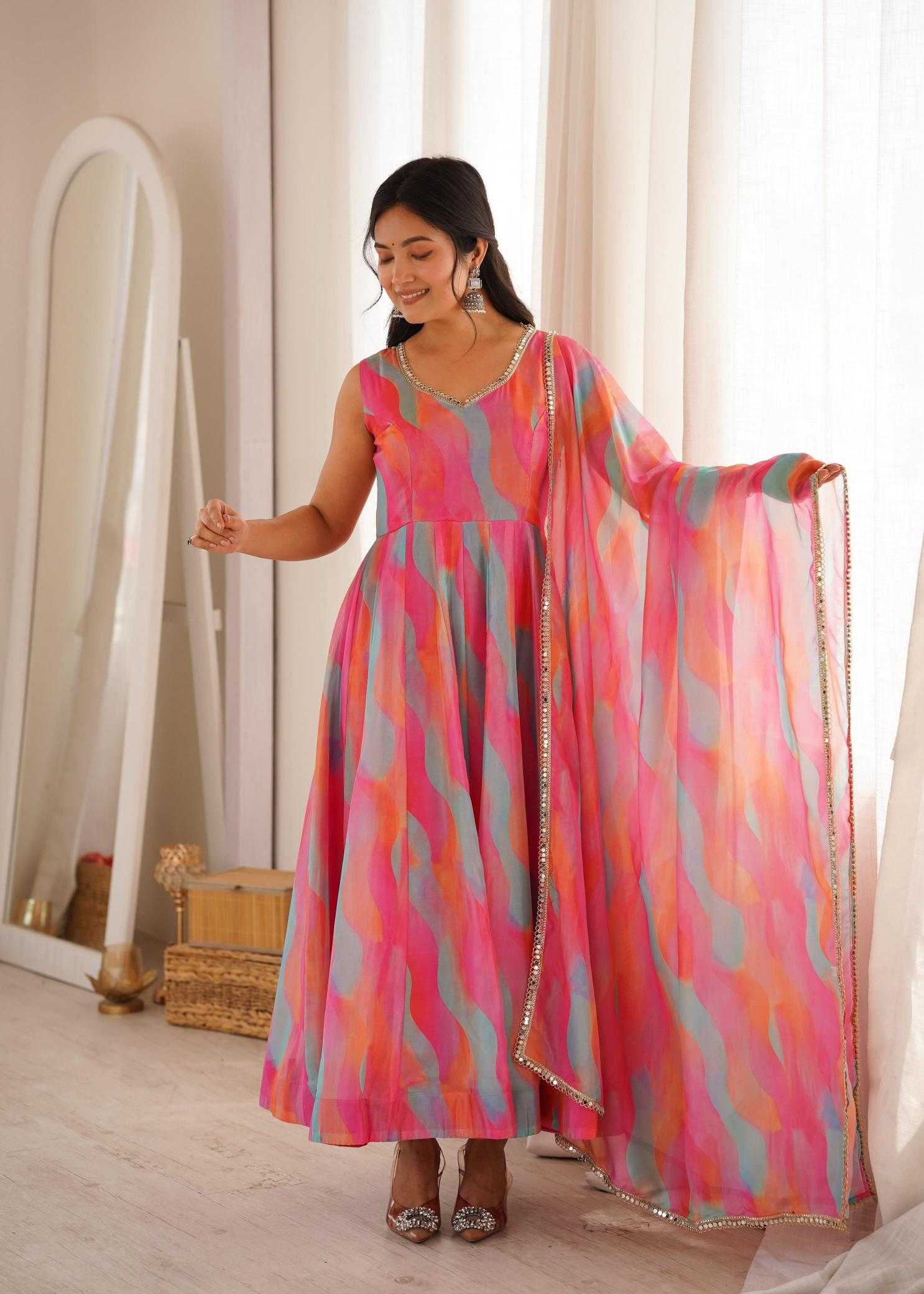 Tabby Silk Organza Party Wear Gown