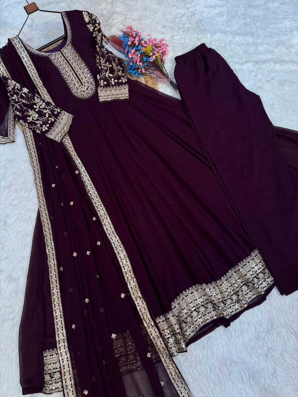 Faux Blooming Embroidery Gown