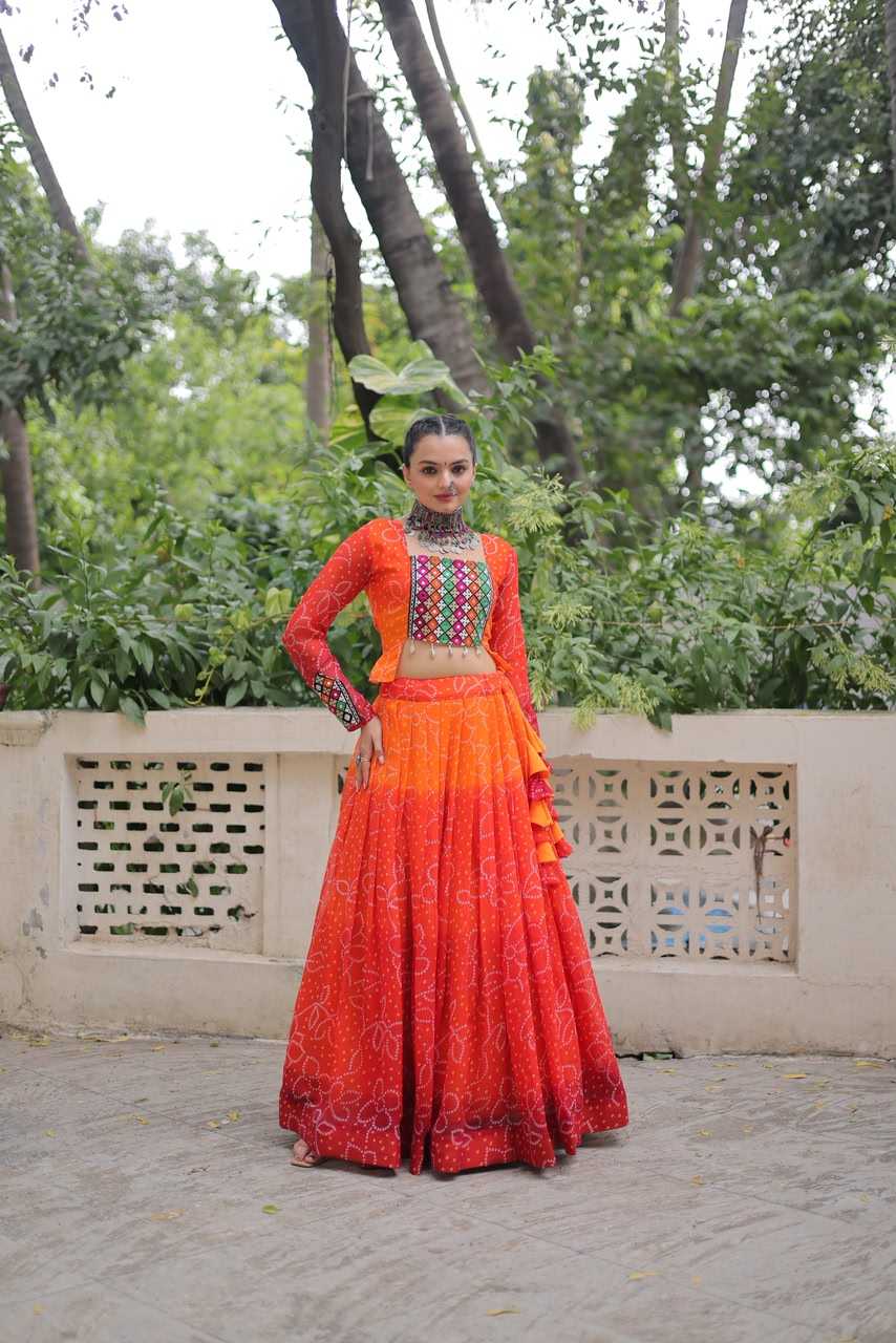 Bandhini Silk Printed Lehenga