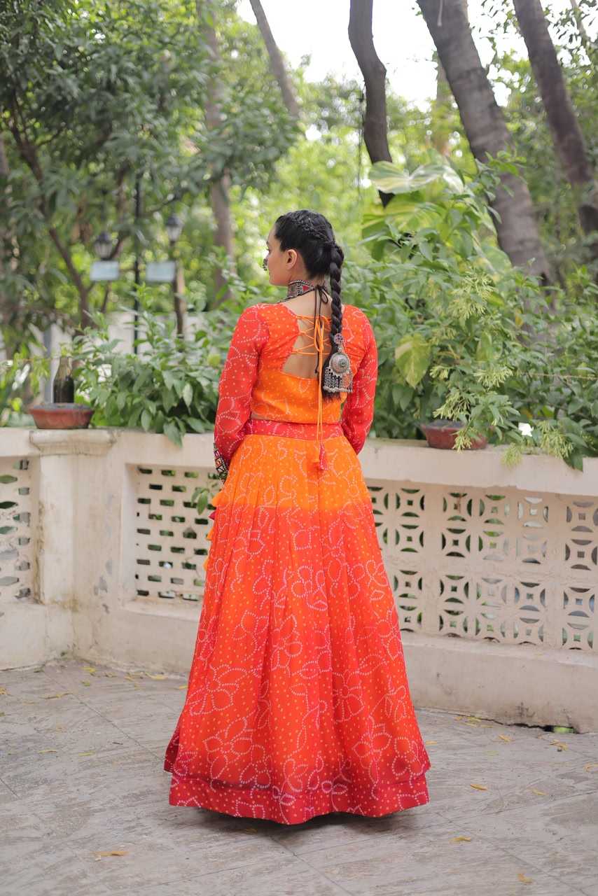 Bandhini Silk Printed Lehenga
