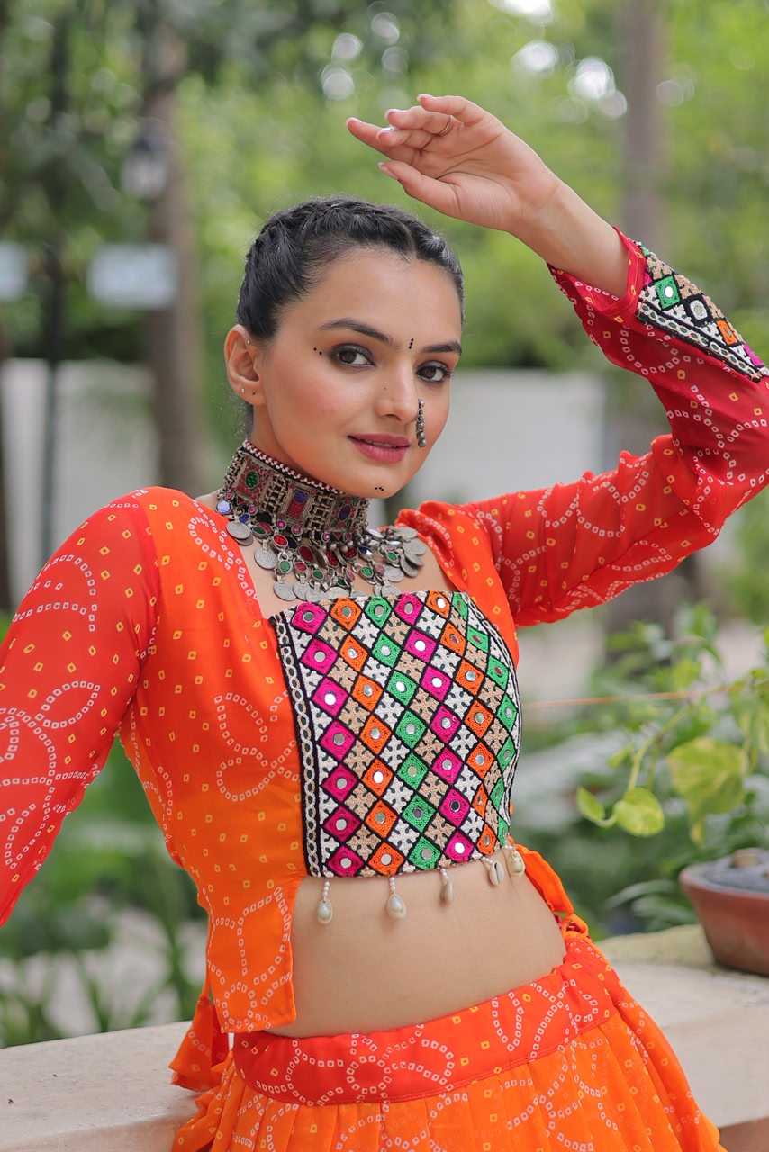 Bandhini Silk Printed Lehenga