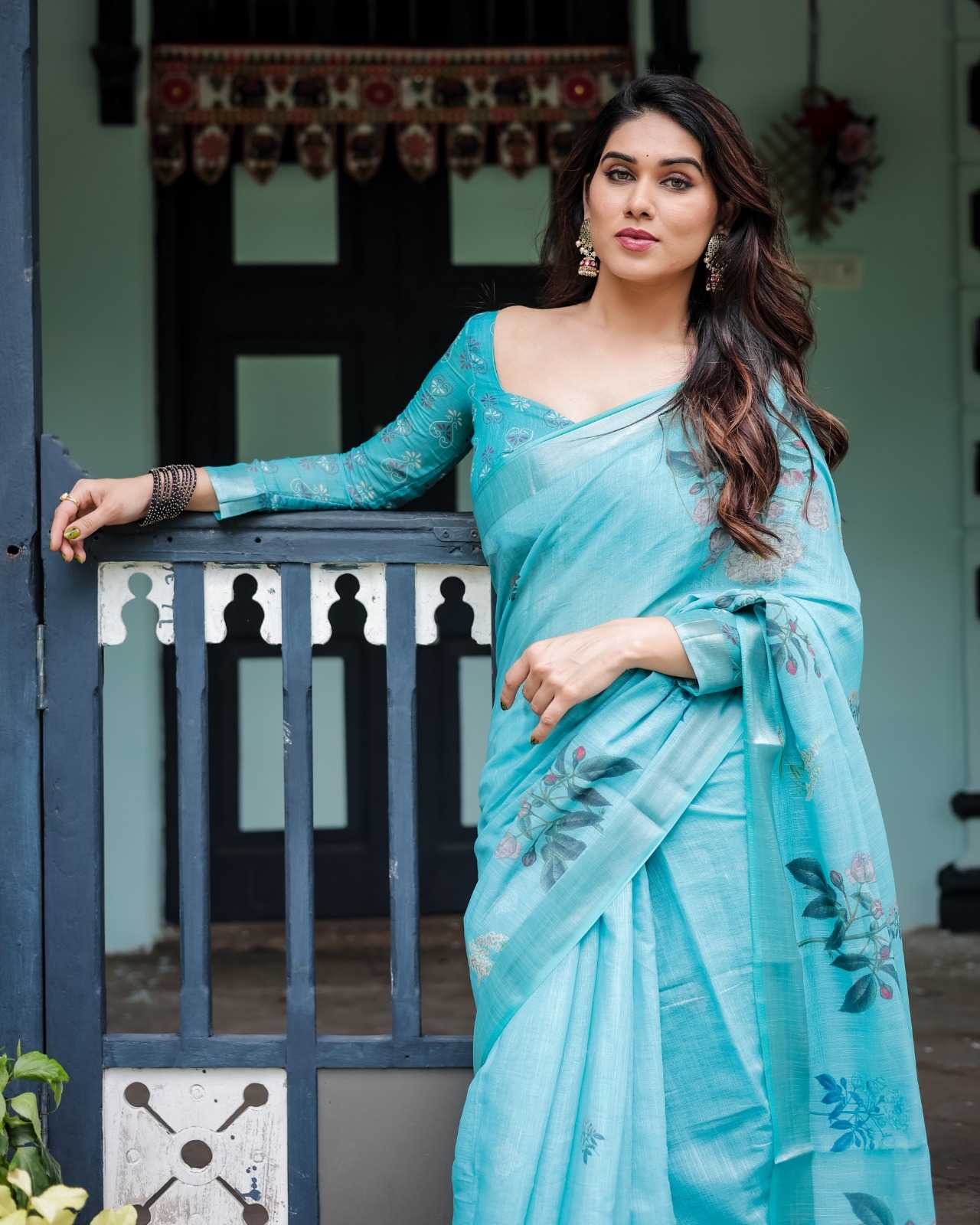 Linen Printed Saree