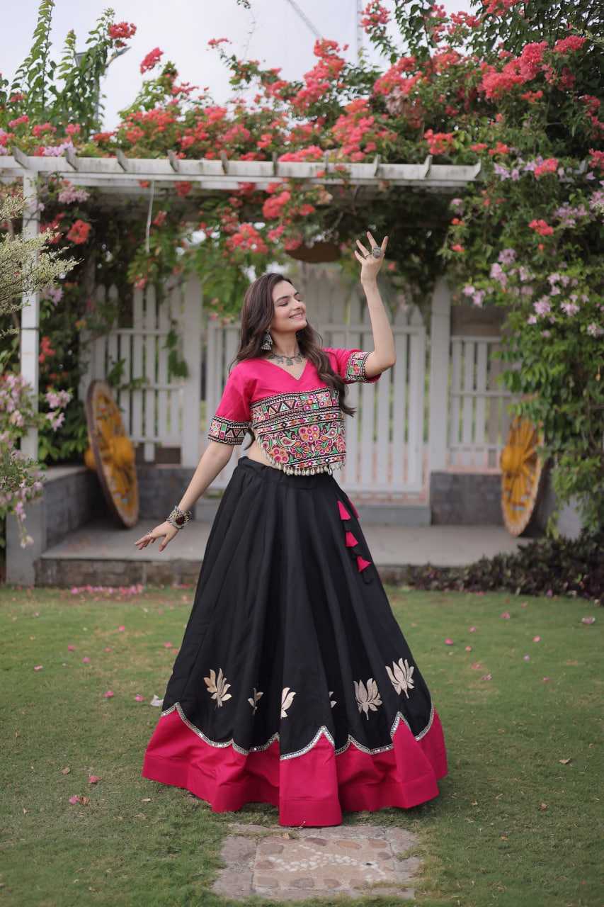 Heavy Roman Silk Mirror Work Lehenga