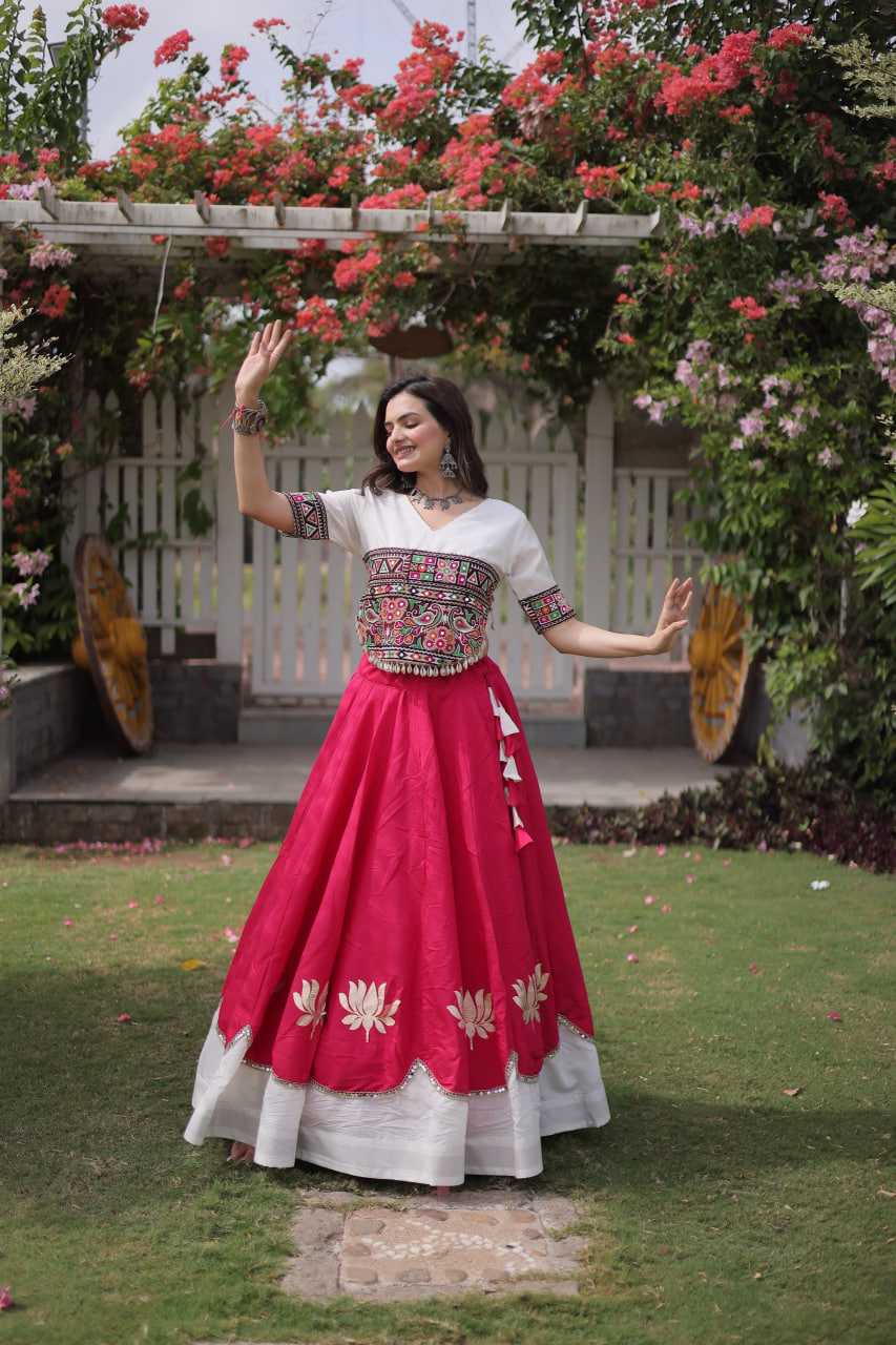 Heavy Roman Silk Mirror Work Lehenga