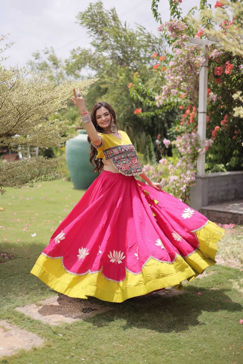 Heavy Roman Silk Mirror Work Lehenga
