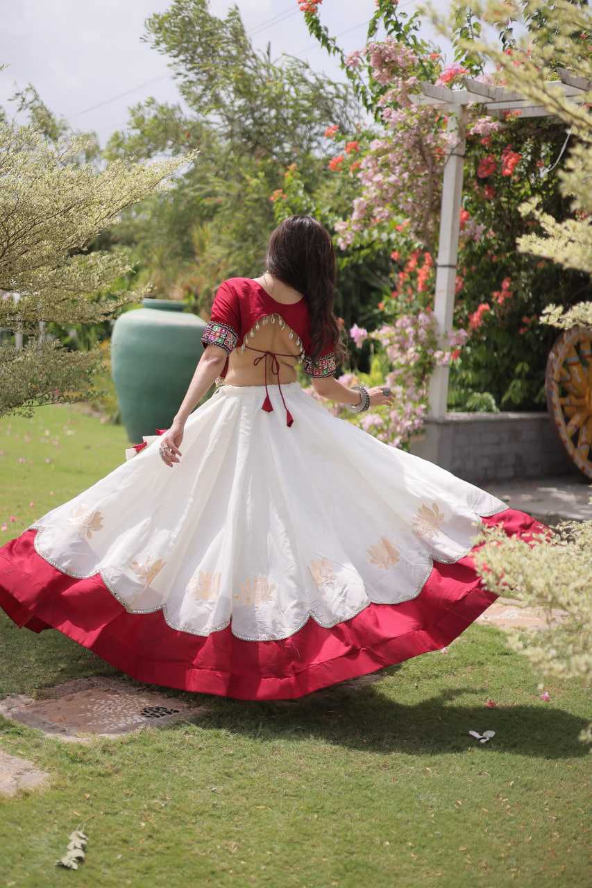 Heavy Roman Silk Mirror Work Lehenga