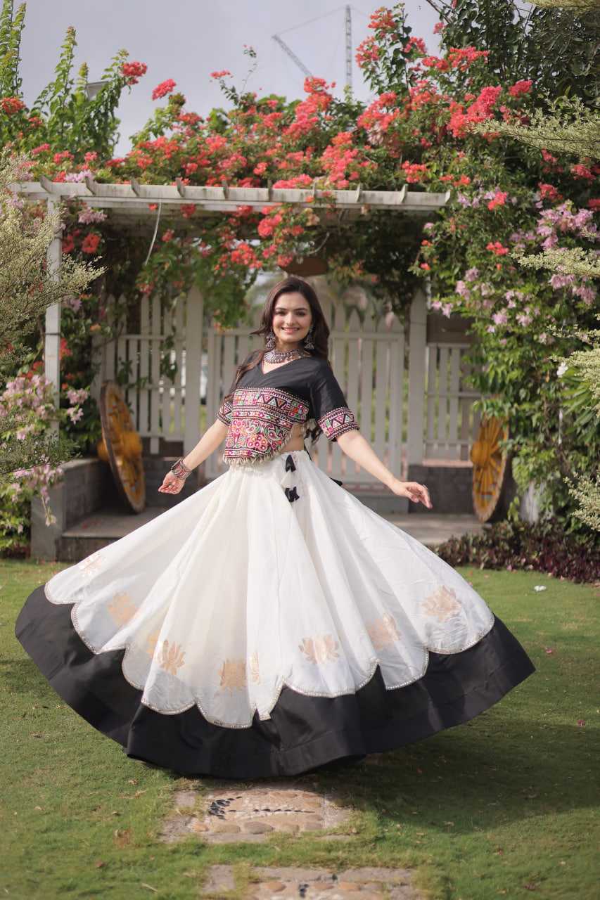 Heavy Roman Silk Mirror Work Lehenga