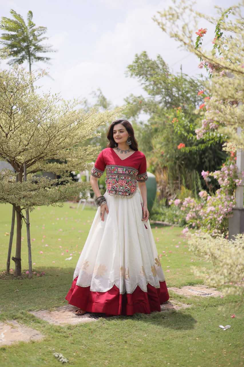 Heavy Roman Silk Mirror Work Lehenga