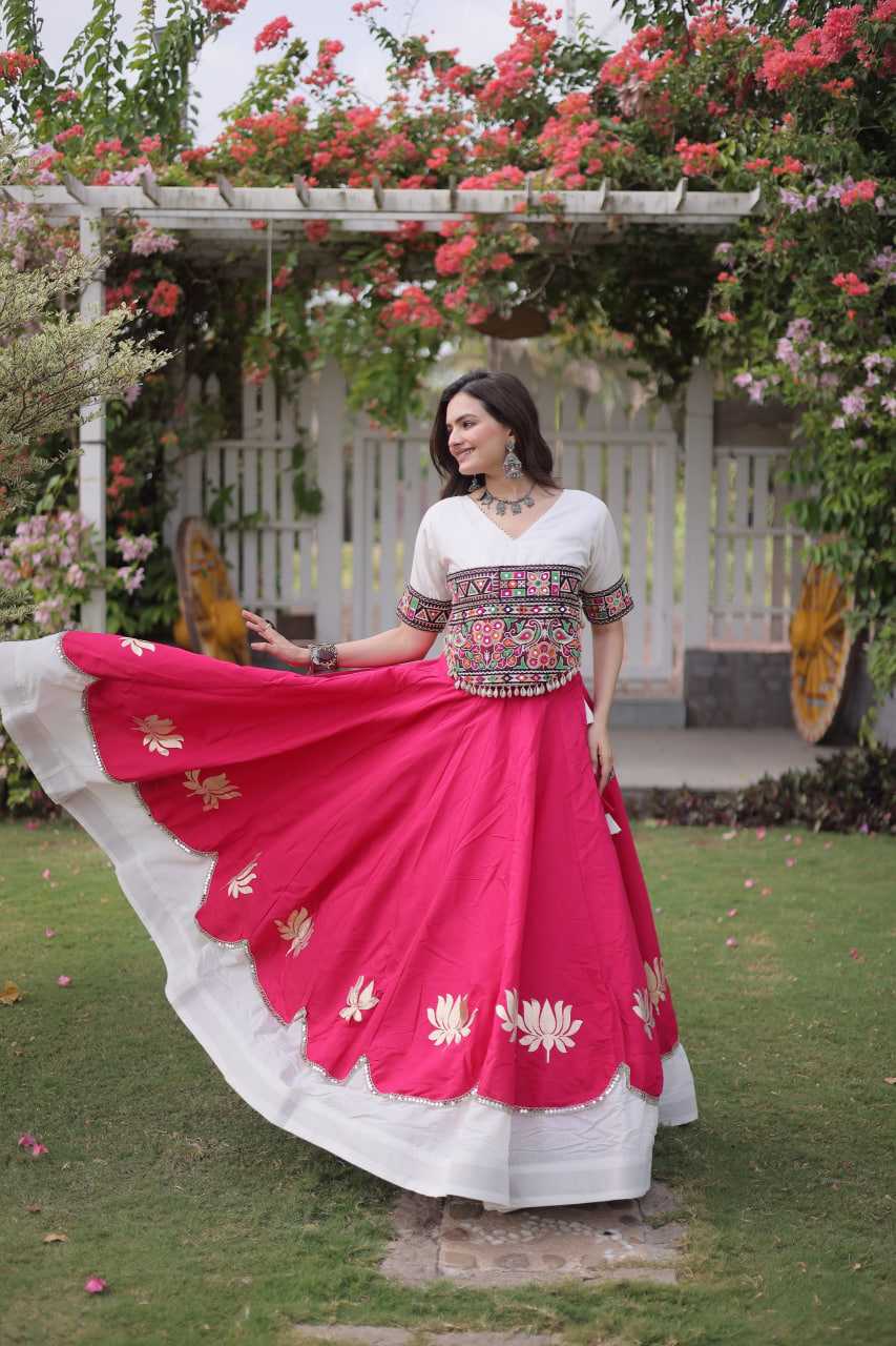 Heavy Roman Silk Mirror Work Lehenga