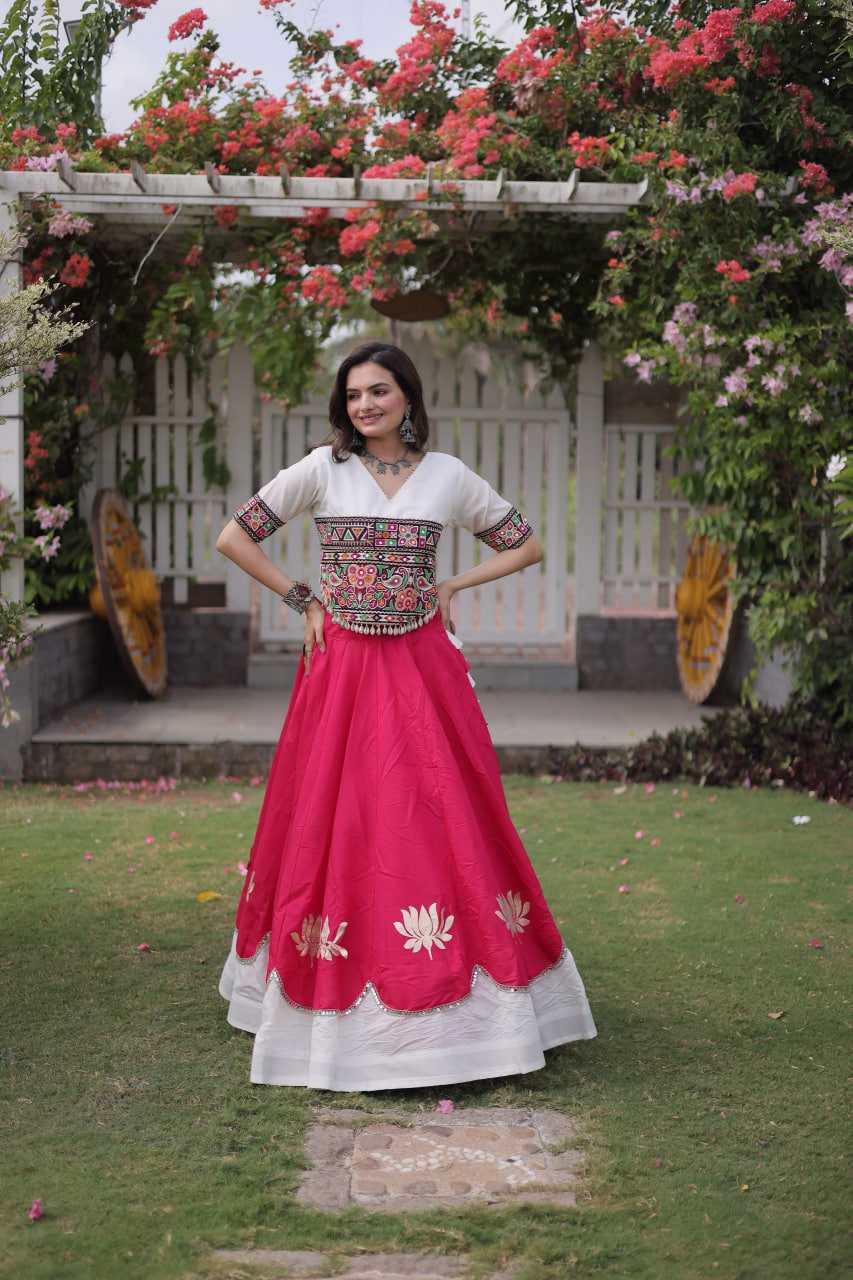 Heavy Roman Silk Mirror Work Lehenga