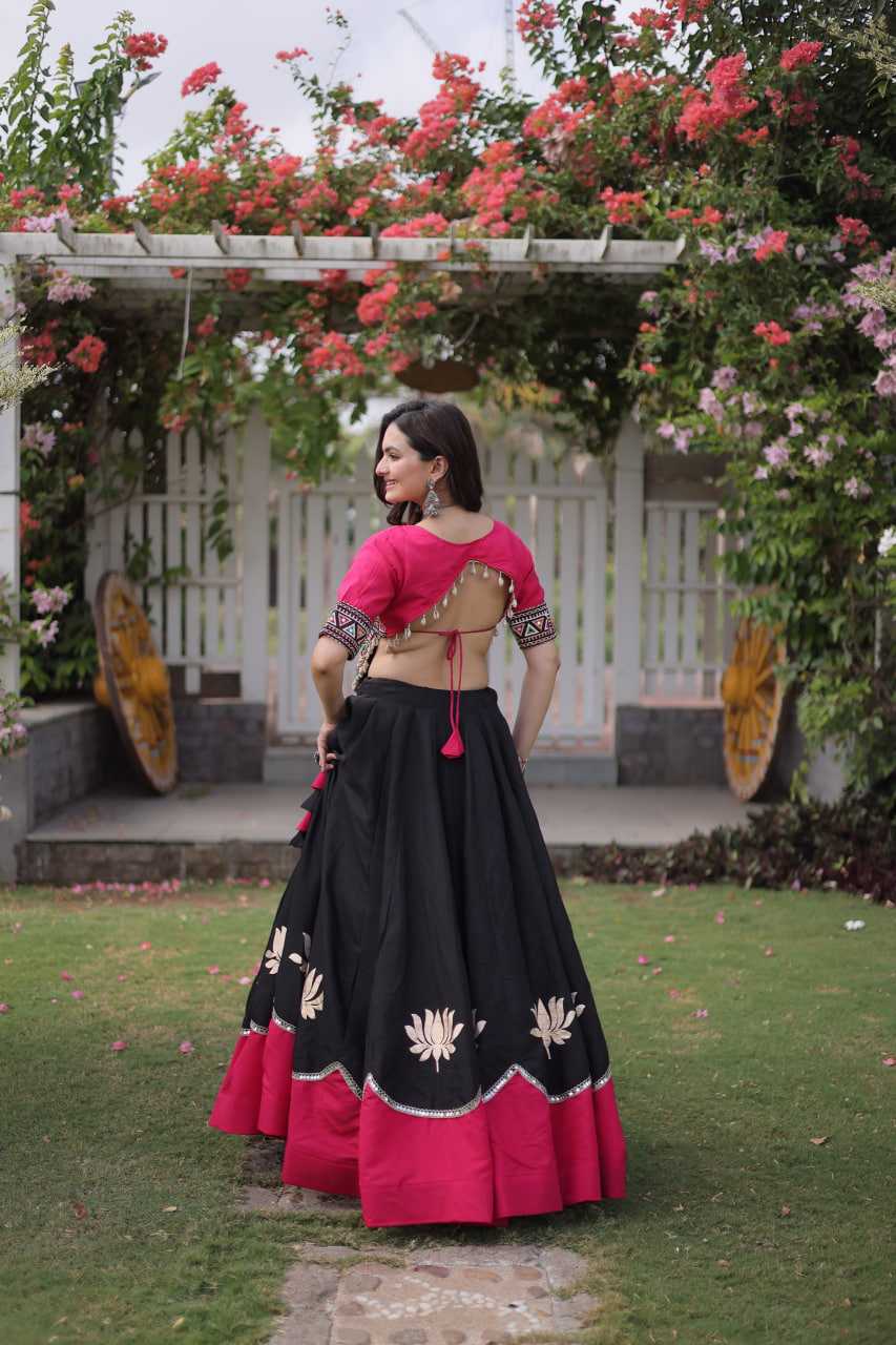 Heavy Roman Silk Mirror Work Lehenga