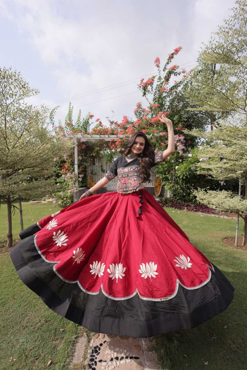 Heavy Roman Silk Mirror Work Lehenga