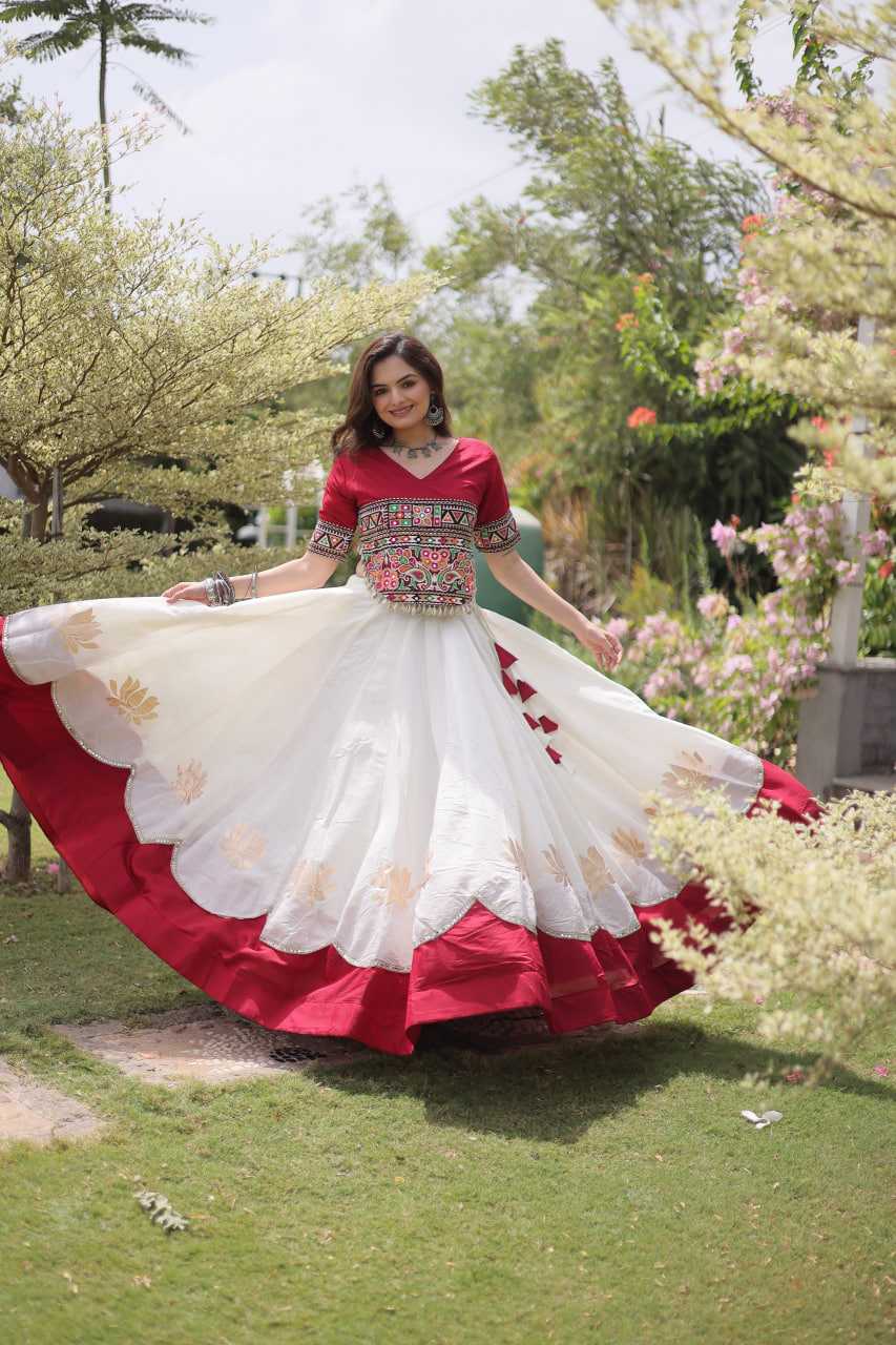 Heavy Roman Silk Mirror Work Lehenga